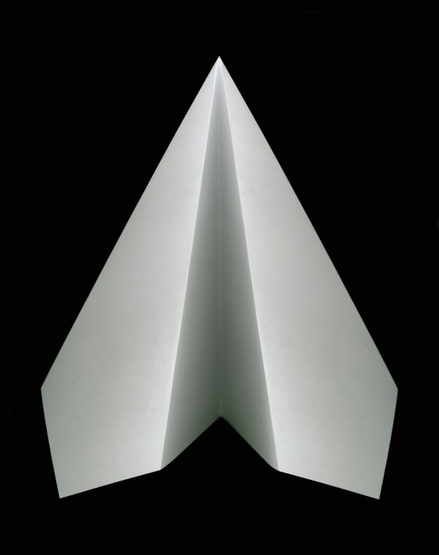 Edgar Martins, Paper plane inspired by a suicide letter written by an inmate in the early 1900s, which was thrown from a prison cell window, 2015