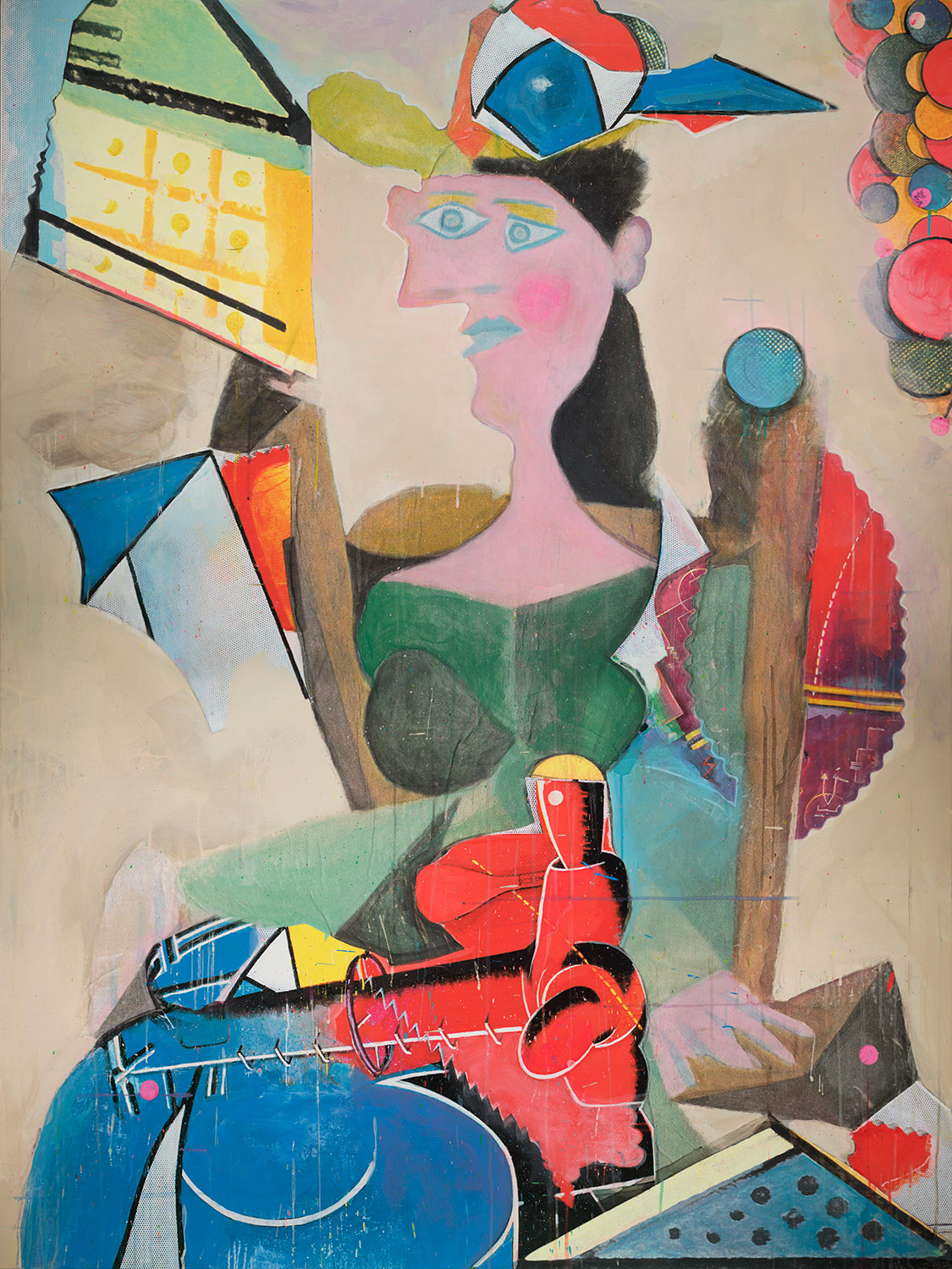 Blue Period, 2016 Original embellished acrylic on canvas, 72 x 54 in.