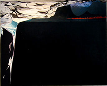 "Tar Wall", acrylic, collage, oil on board, 48x60”, 122x153cm 