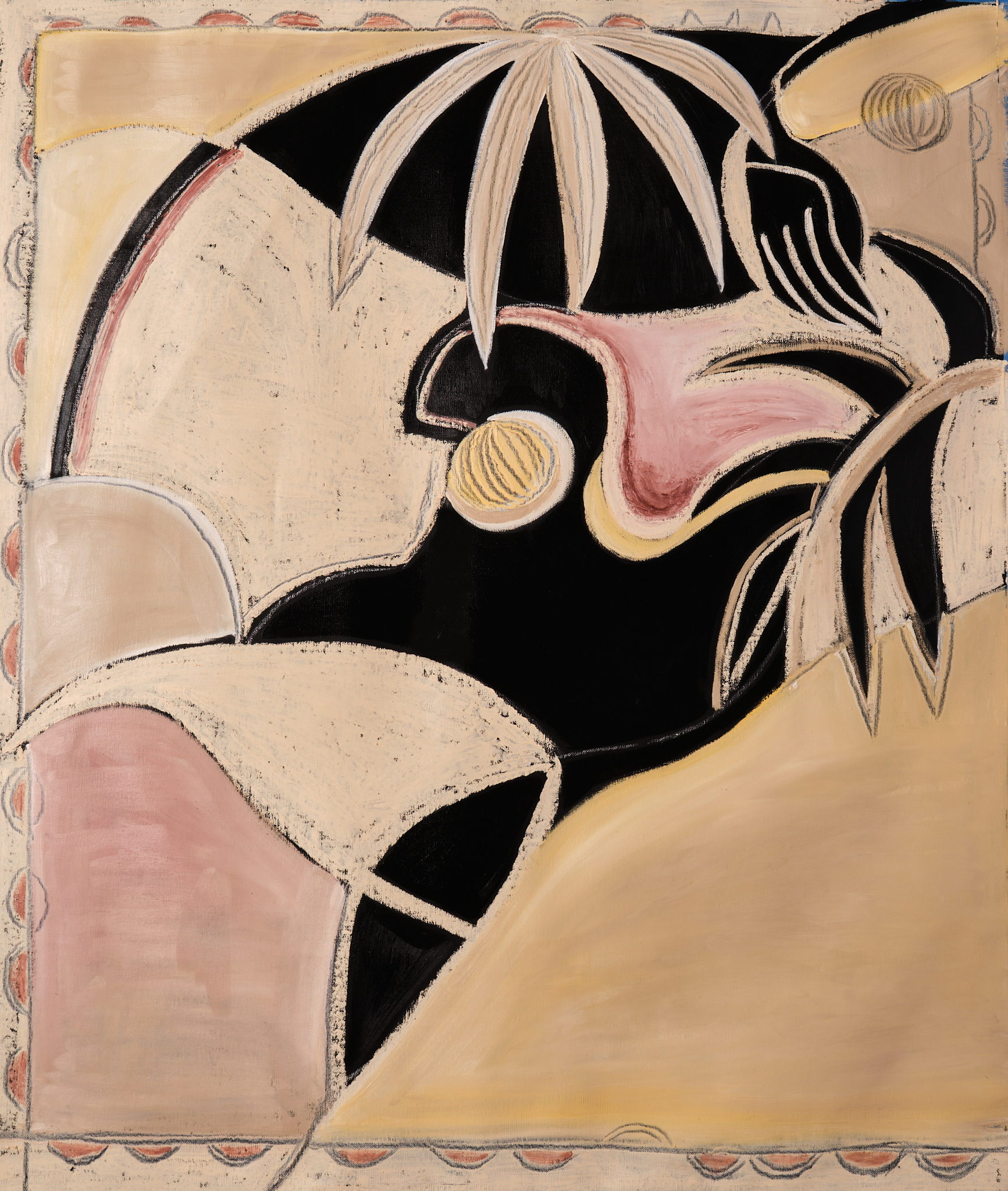 Honey Dew 1, 2024. Oil & oil stick on black linen