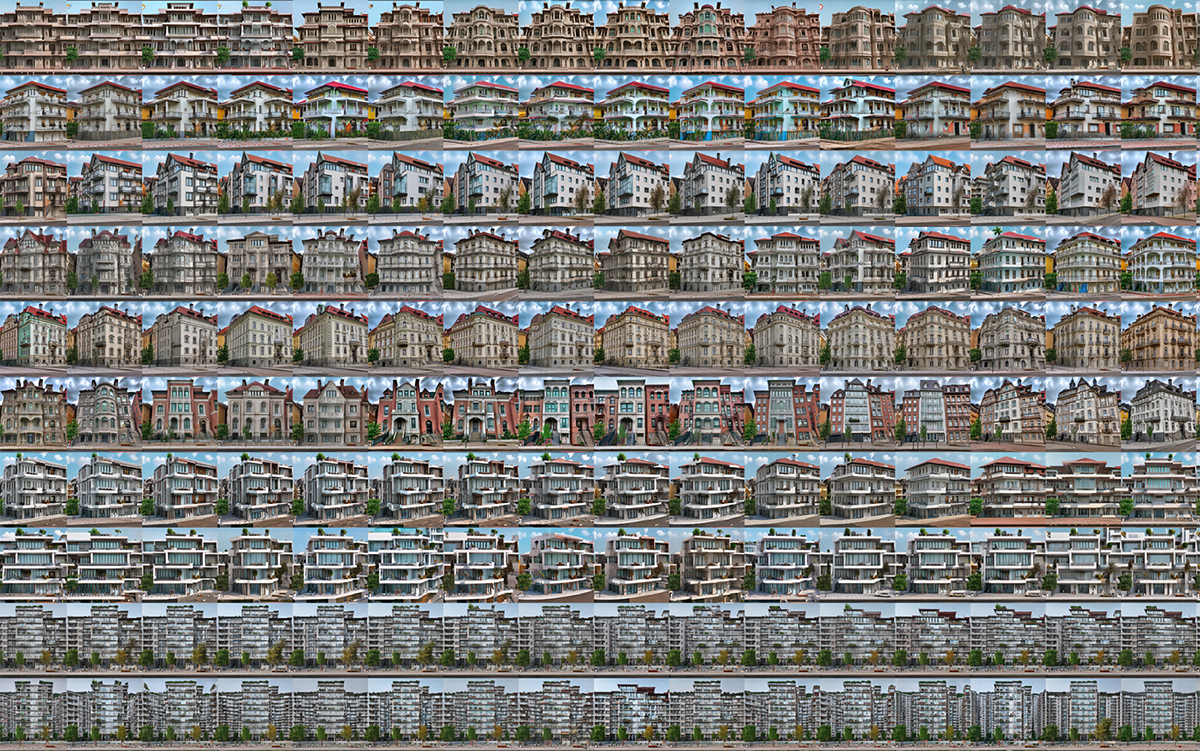 Selection of discrete types within a prompt walk, generated with SD 2.1.