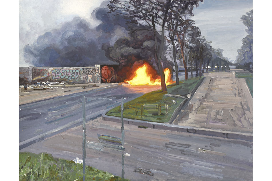 Álvaro OyarzúnCorazón en llamas, 2017Acrílico sobre papel50 x 65 cm