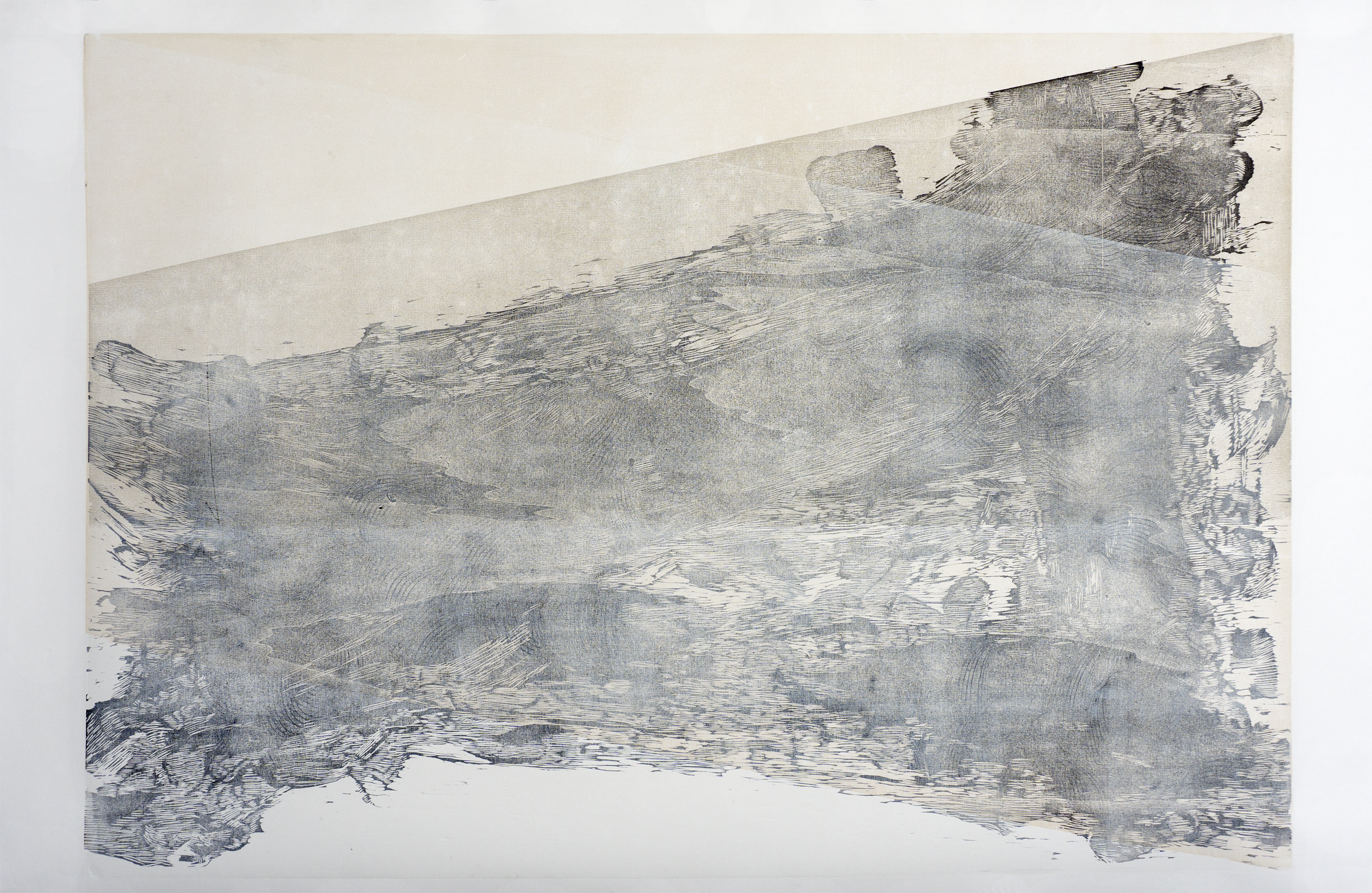 Transition III, 2018, hand printed poplar carving on Fabriano paper, 150 x 110 cm, VE 2/3