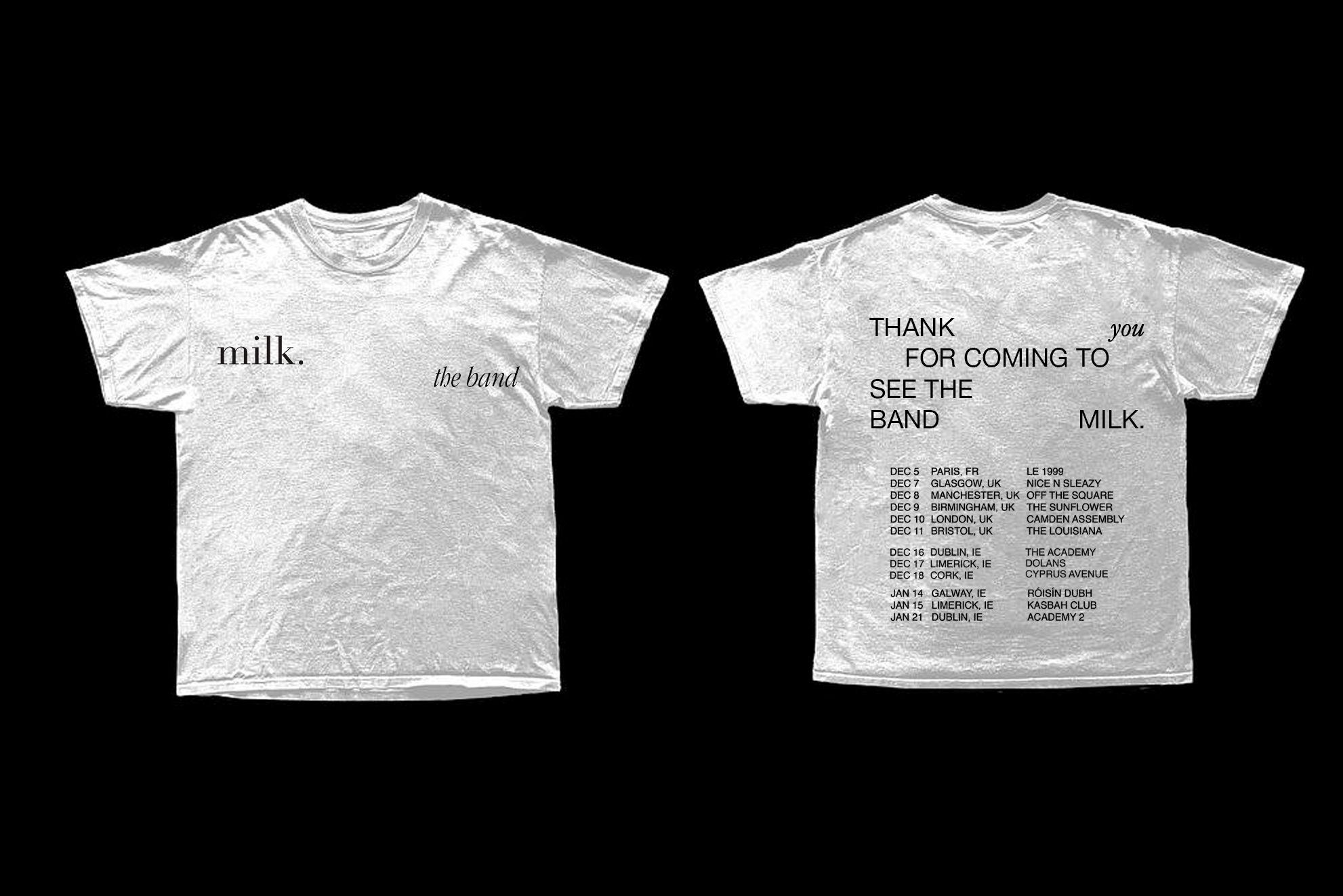MILK. - HEADLINE UK/EUROPE TOUR MERCH DESIGN