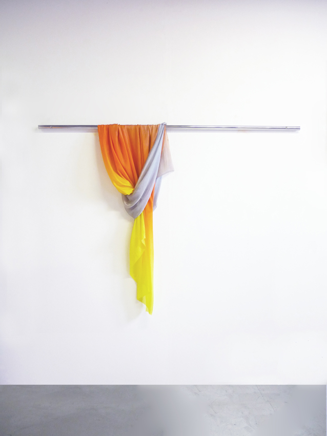 How to drape a Miami sunset, polished steel and printed silk, 100x170 cm, 2013.