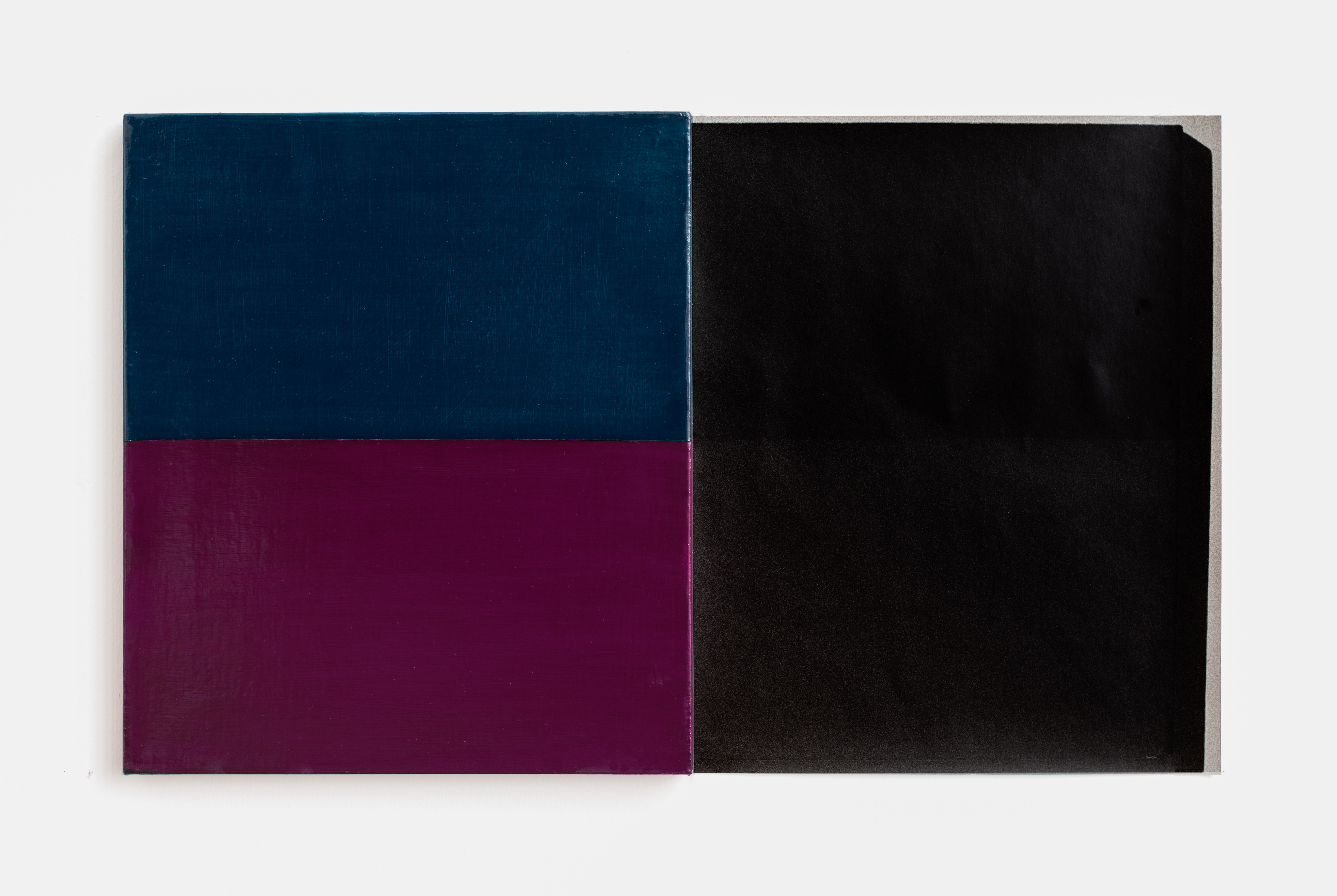Turquoise / Magenta, 2015, Oil on linen painting and fiber-based silver gelatin print, 14 inches x 24 inches