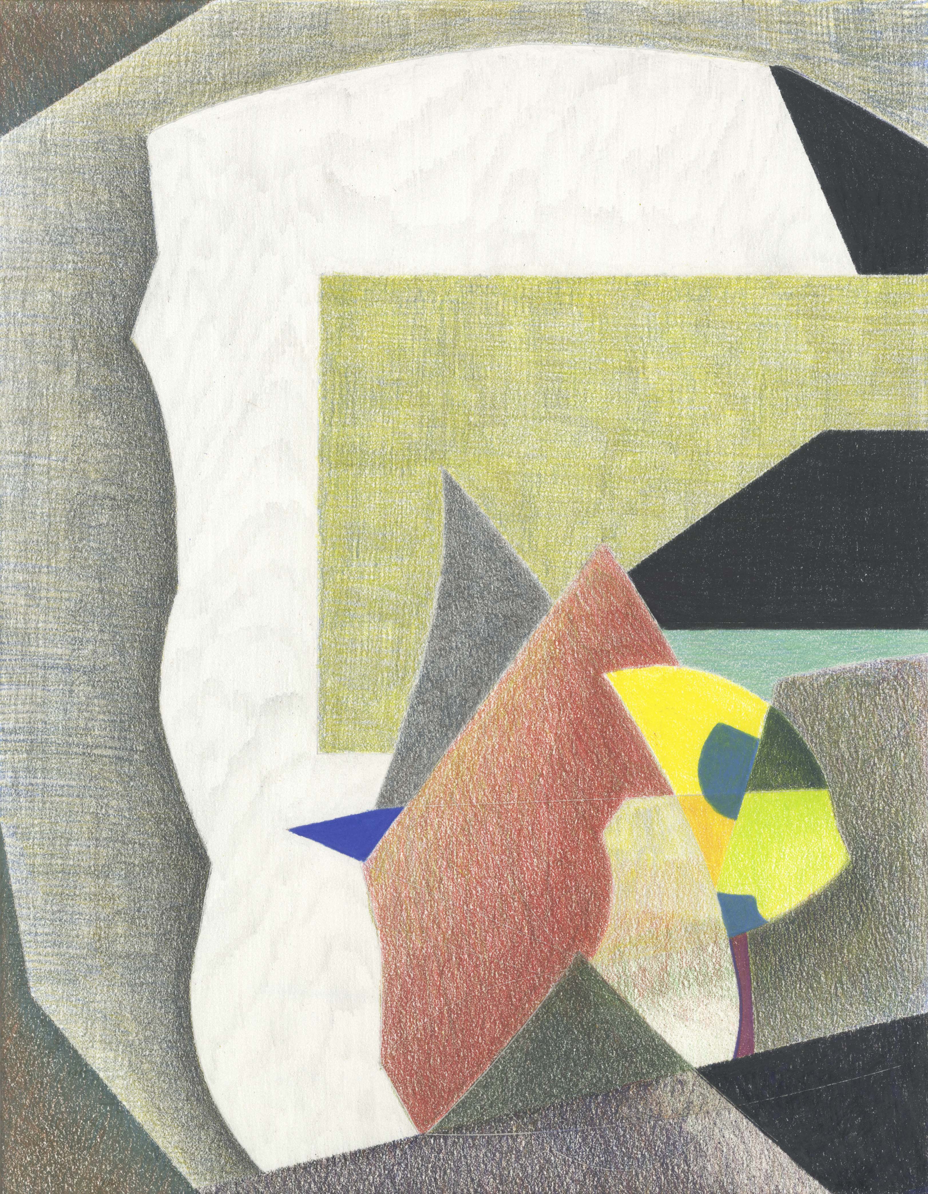 Dark Entries, 2019–20, colored pencil and graphite on paper, 14 × 11".