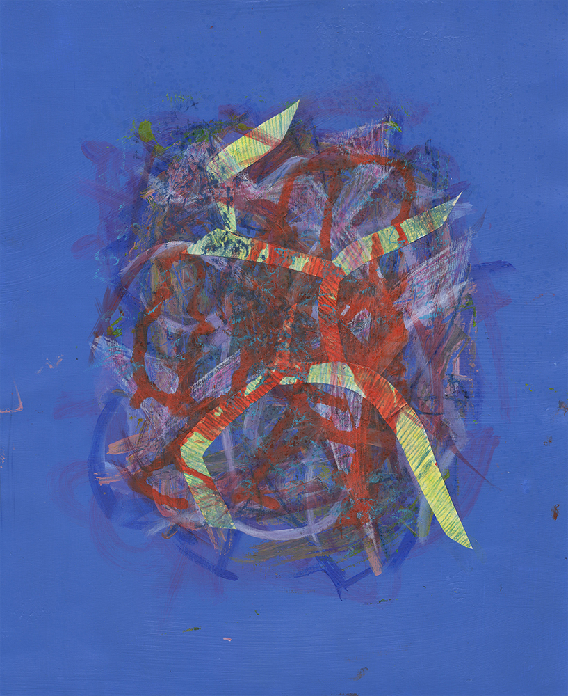 Its Never Too MuchAcrylic, Pastels, Watercolor, Colored Pencil, and Collage on Paper 14x17”