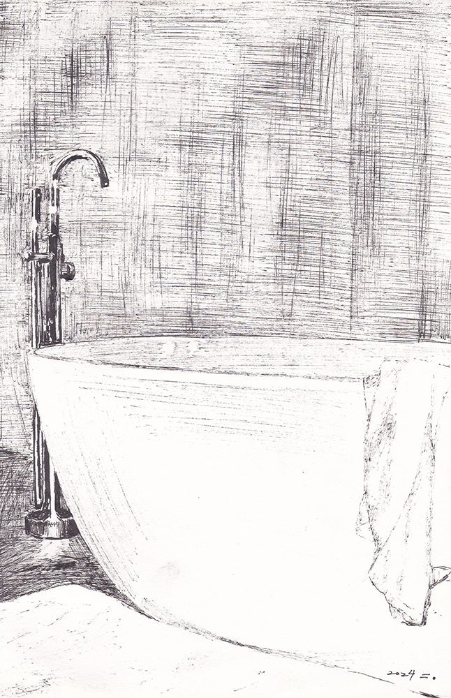 욕조, 2024, pen on paper, 18.5*12.2(cm)