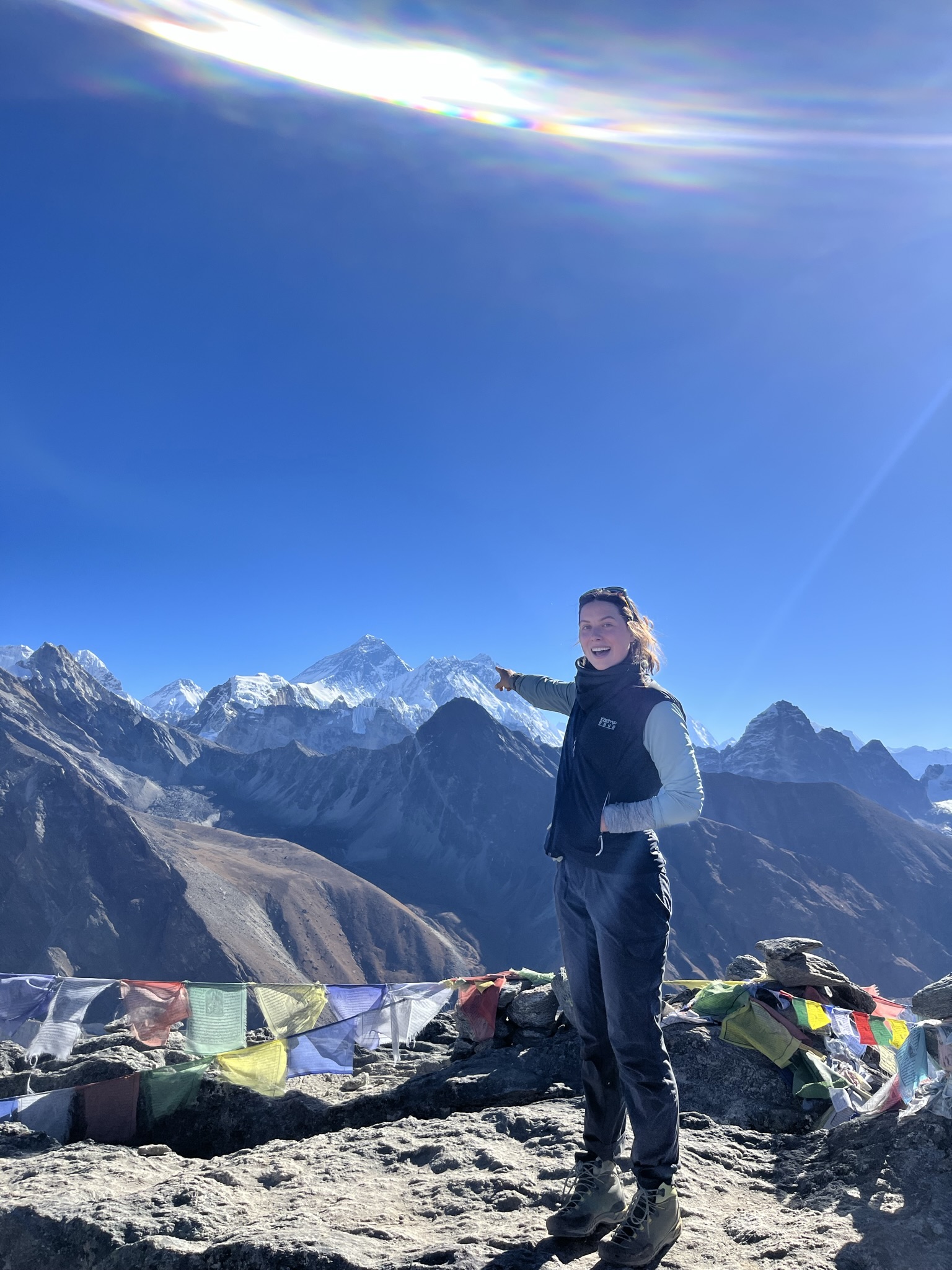 my recruited photographer told me to point at Everest... but apparently didn't know which one Everest was