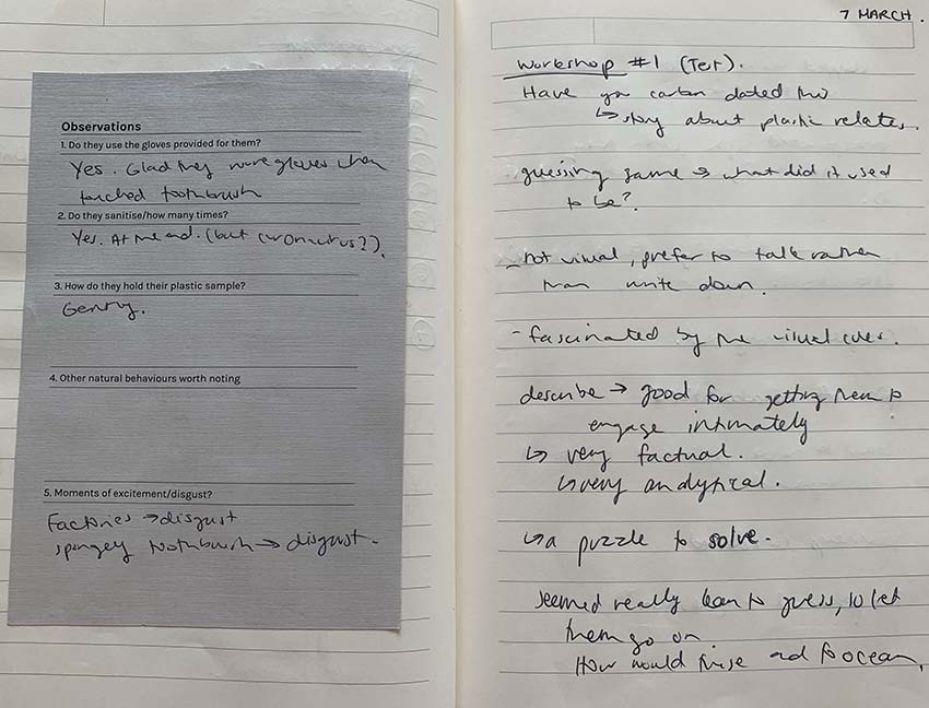 FIGURE 60 Participant observation notes from Trial Workshop #1.