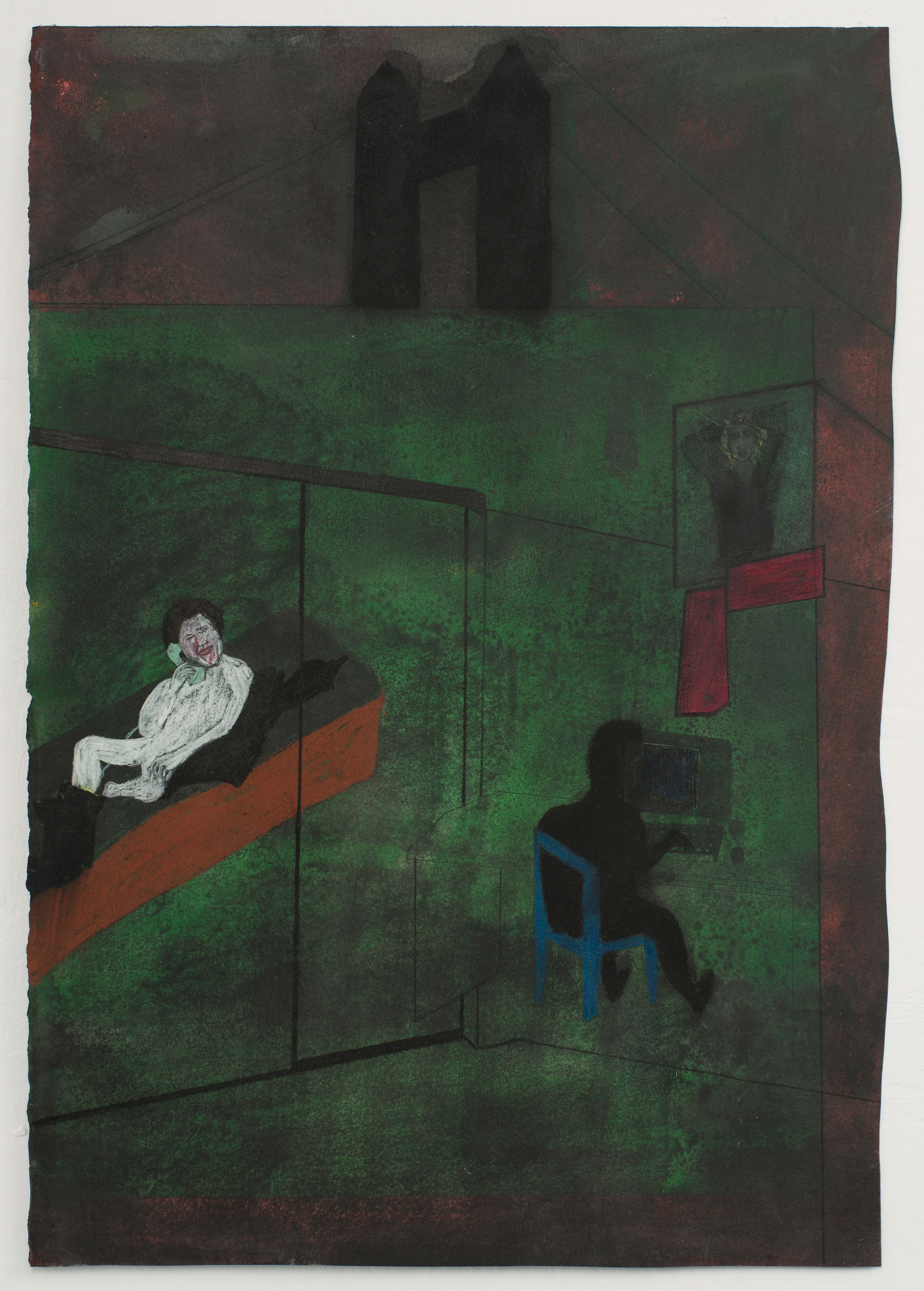 Mother fuckers Where Here and Then They Left , 2014, Oil and Colored Pencil on Paper, 66x43 cm