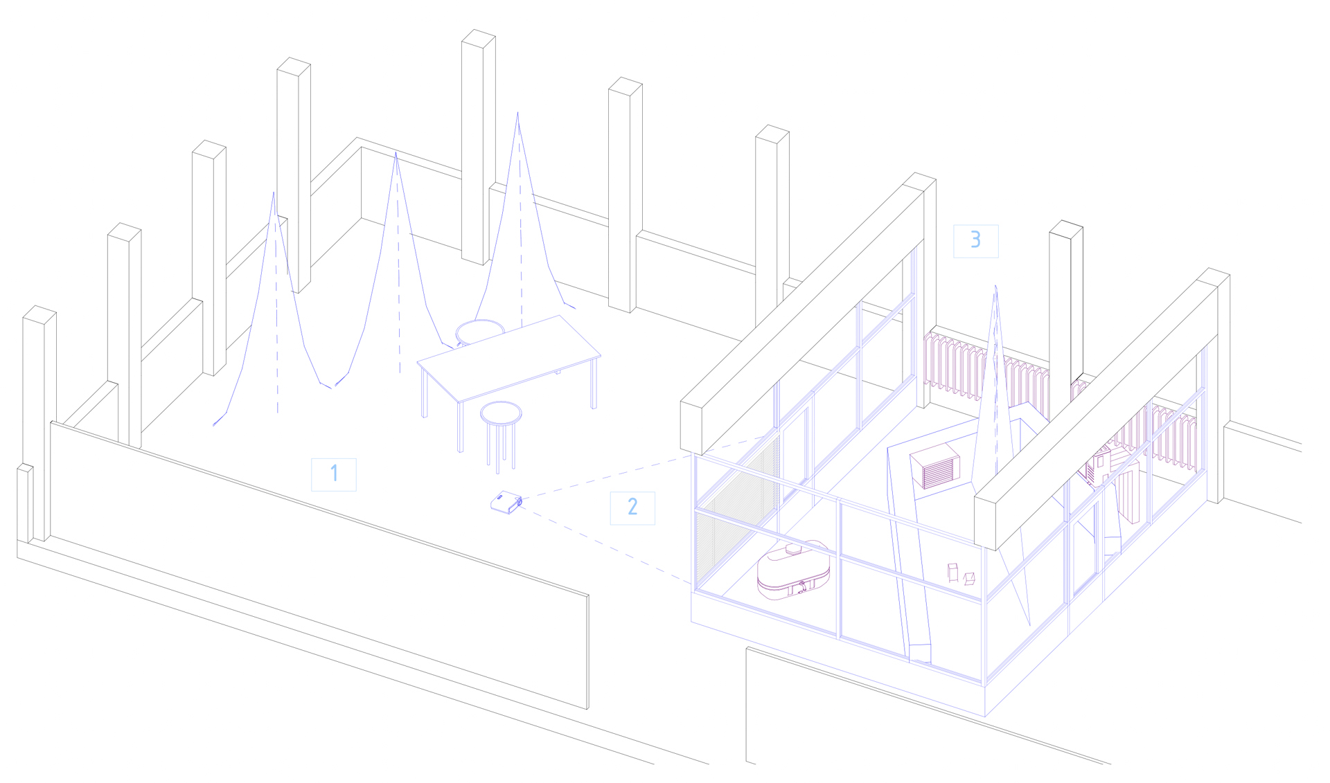 BIOTOPIA different kinds of fogcatcher mesh, indoor greenhouse pavilion, microfine irrigation system, household humidifiers, 20 liters of water, warming system, wind system, various plants