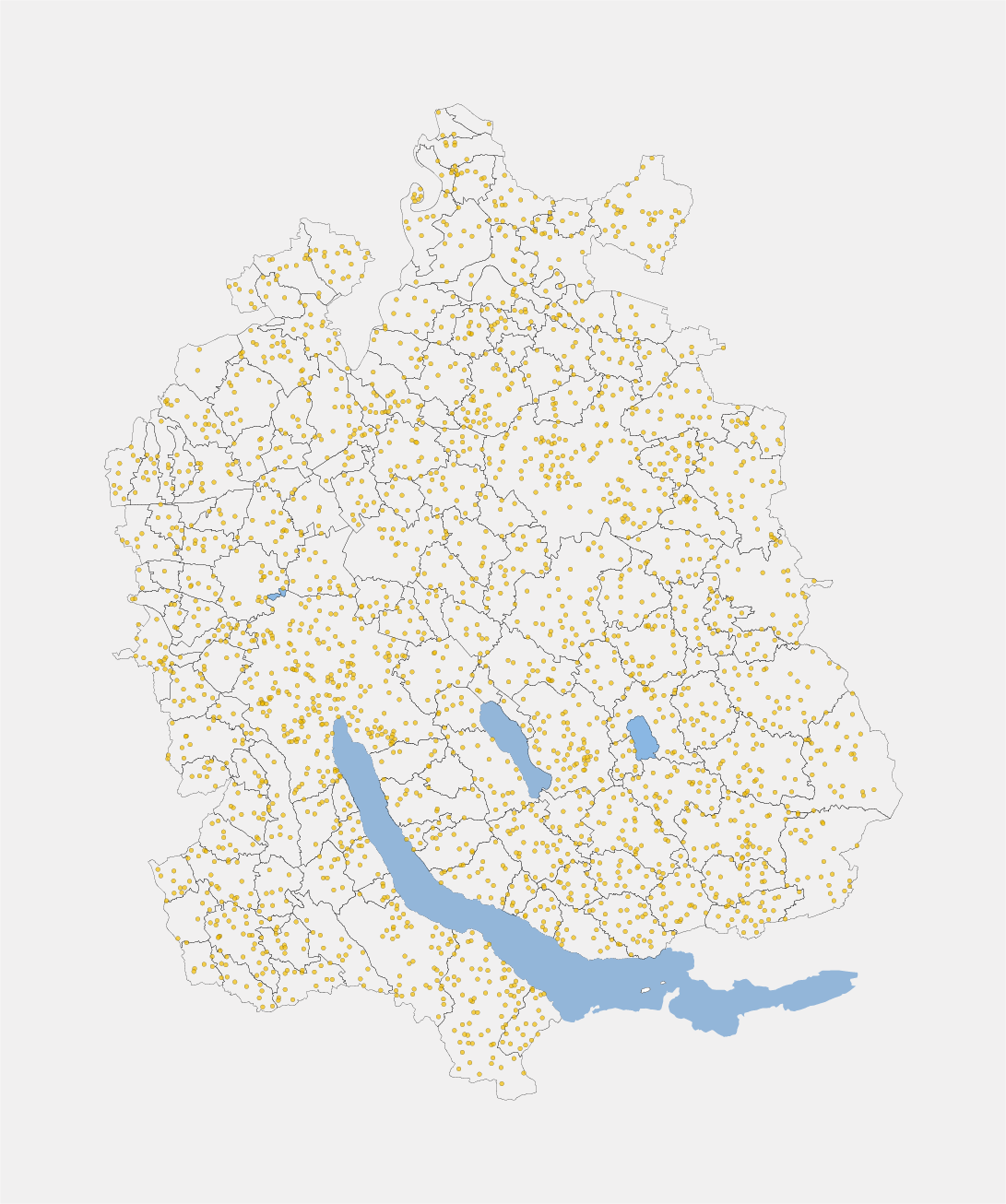 Beeshed distribution in the canton of Zurich. Source: GIS ZH.