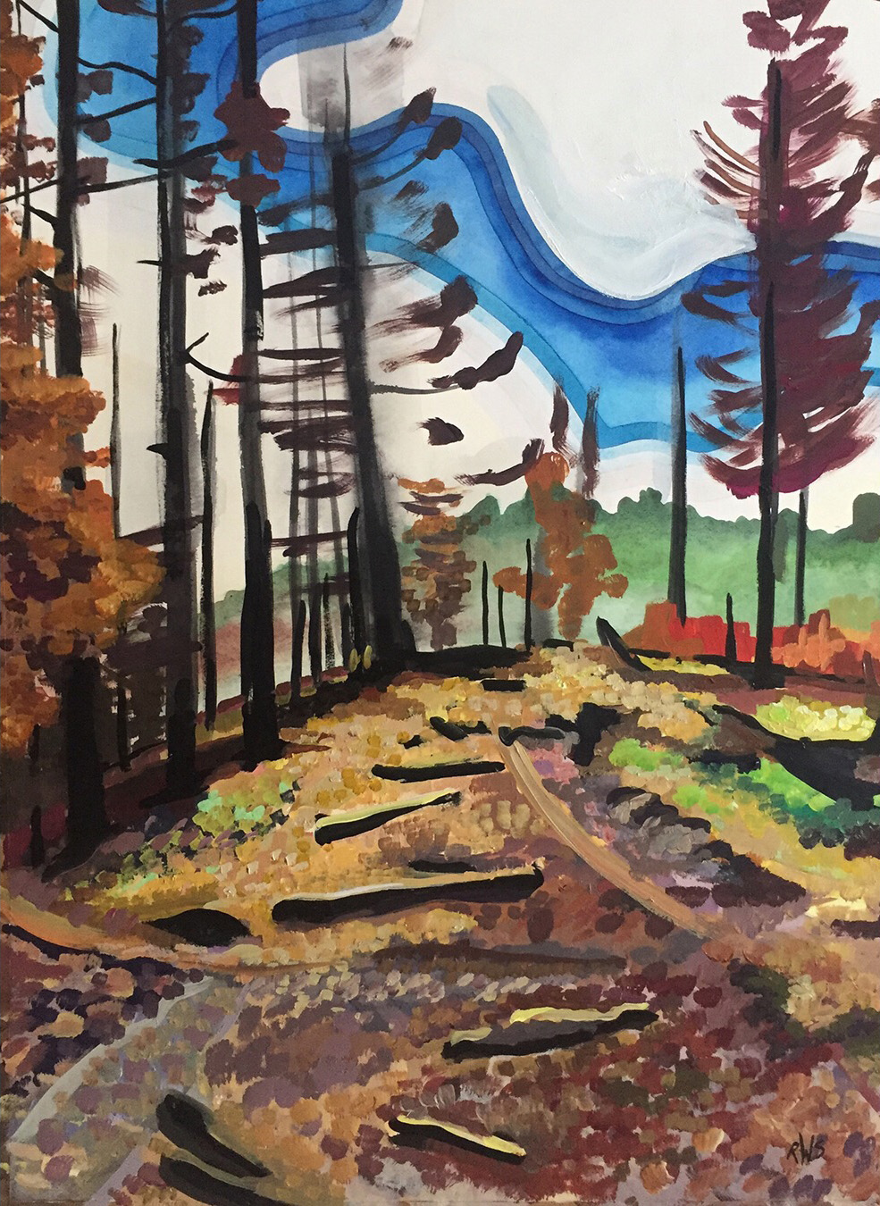 forest. watercolor, ink + acrylic on arches. 24 x 18 inches