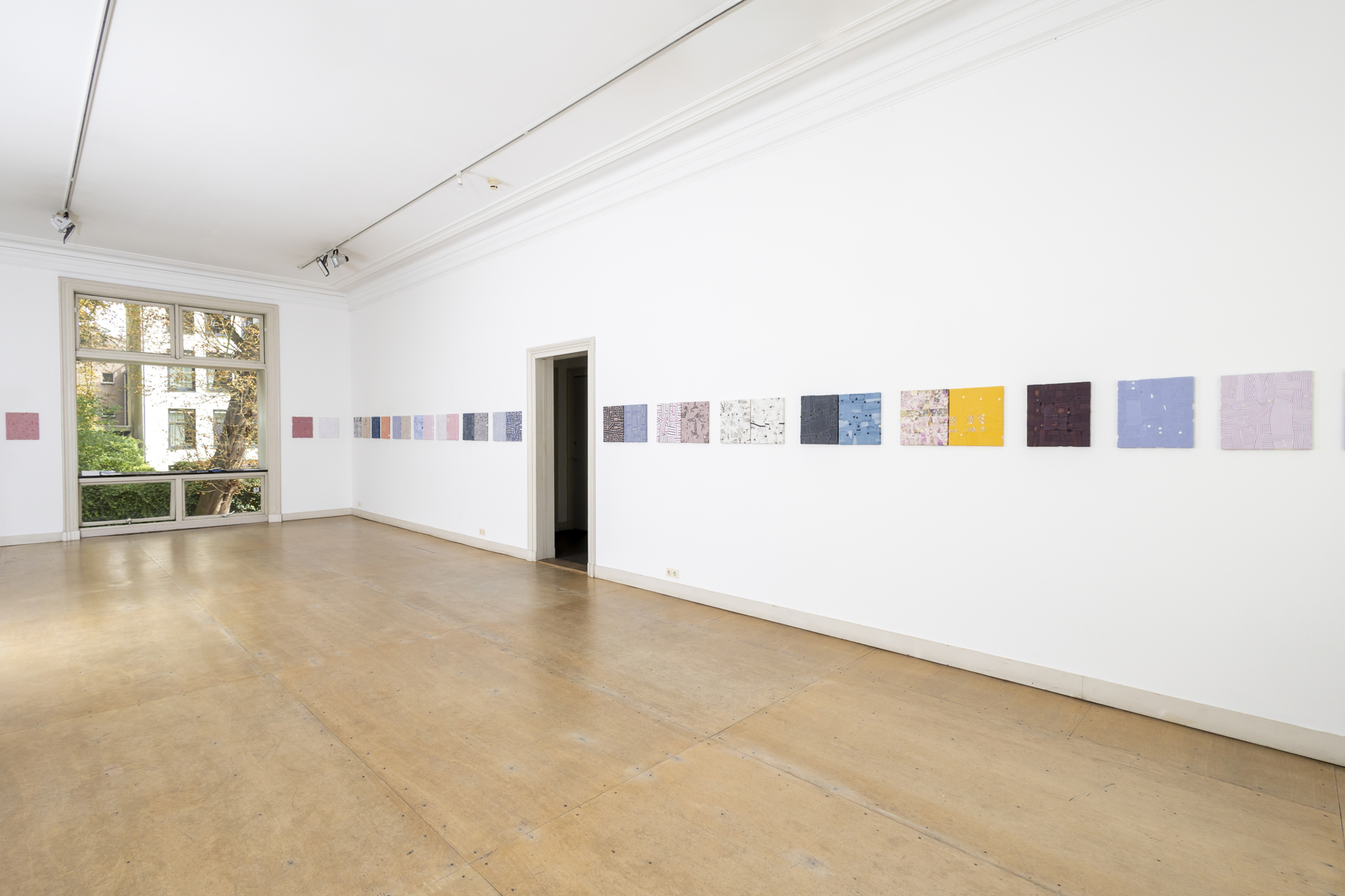 ’Perfect Friends - Perfect Lovers’, 2025. Installation view at PHOEBUS ROTTERDAM. Men’s shirts hand stitched over wooden stretchers. 35 x 30 cm - 35 x 61 cm.