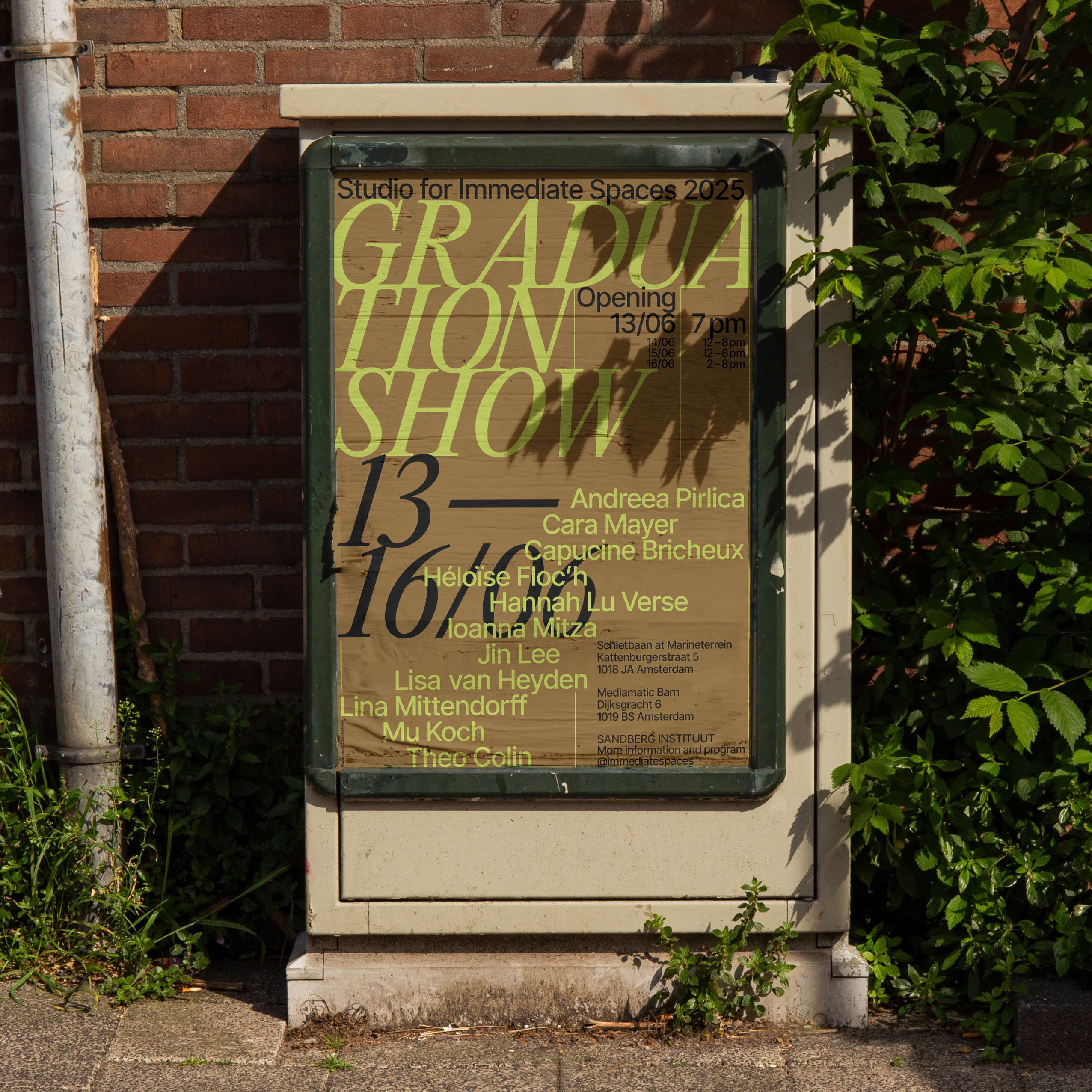 Posters and Social Media Assets for the Graduation Show of Studio for Immediate Spaces (Sandberg Instituut), 2025