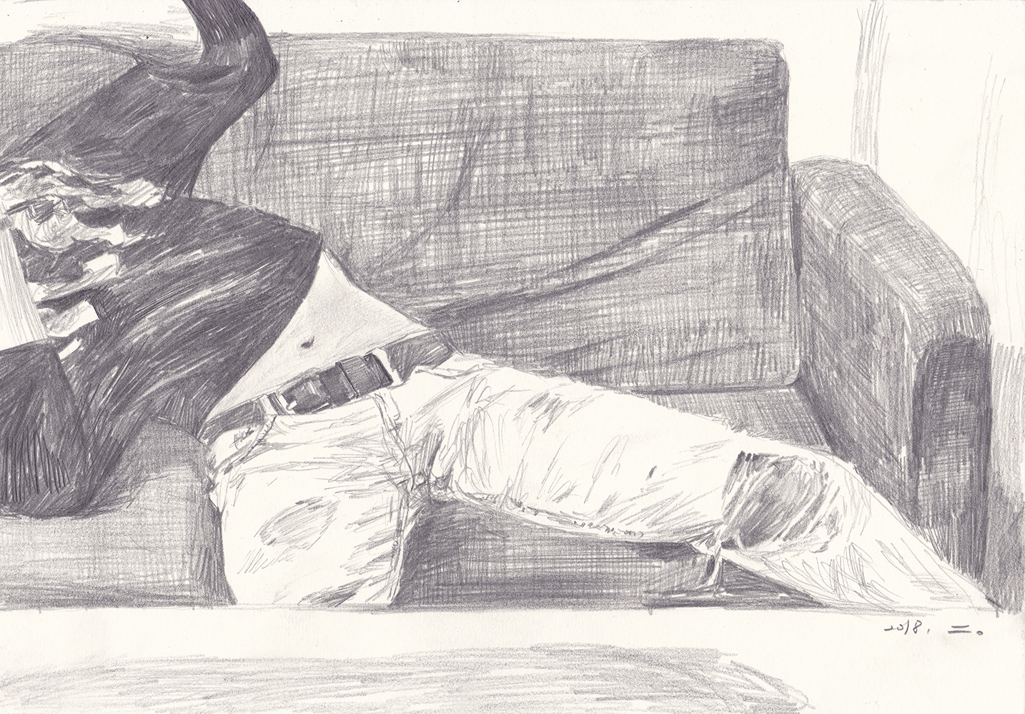 자주 입지 못하는 크롭티, 2018, pencil on paper, 21*29.7(cm)