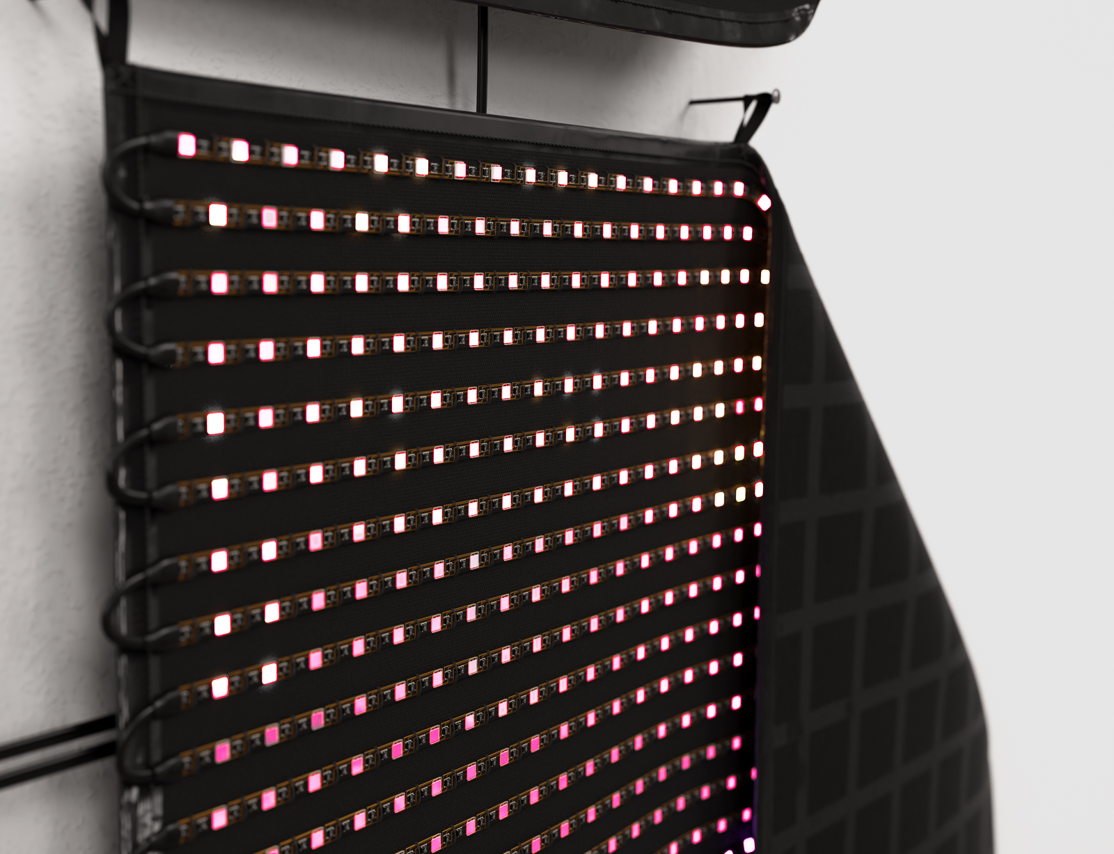 Thinkpol thoughtlord (detail), 2020, infrared thermograph on LED curtain, media player, electronics, each 96 x 64 x 5 in. (244 x 162 x 13 cm)