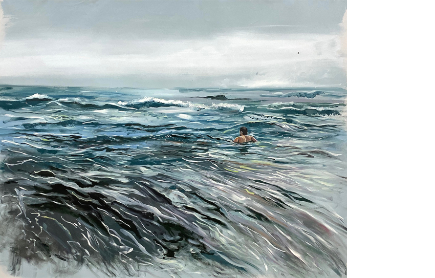 Xerxes whips the sea, 2019. Oil on canvas 52 × 62 inches