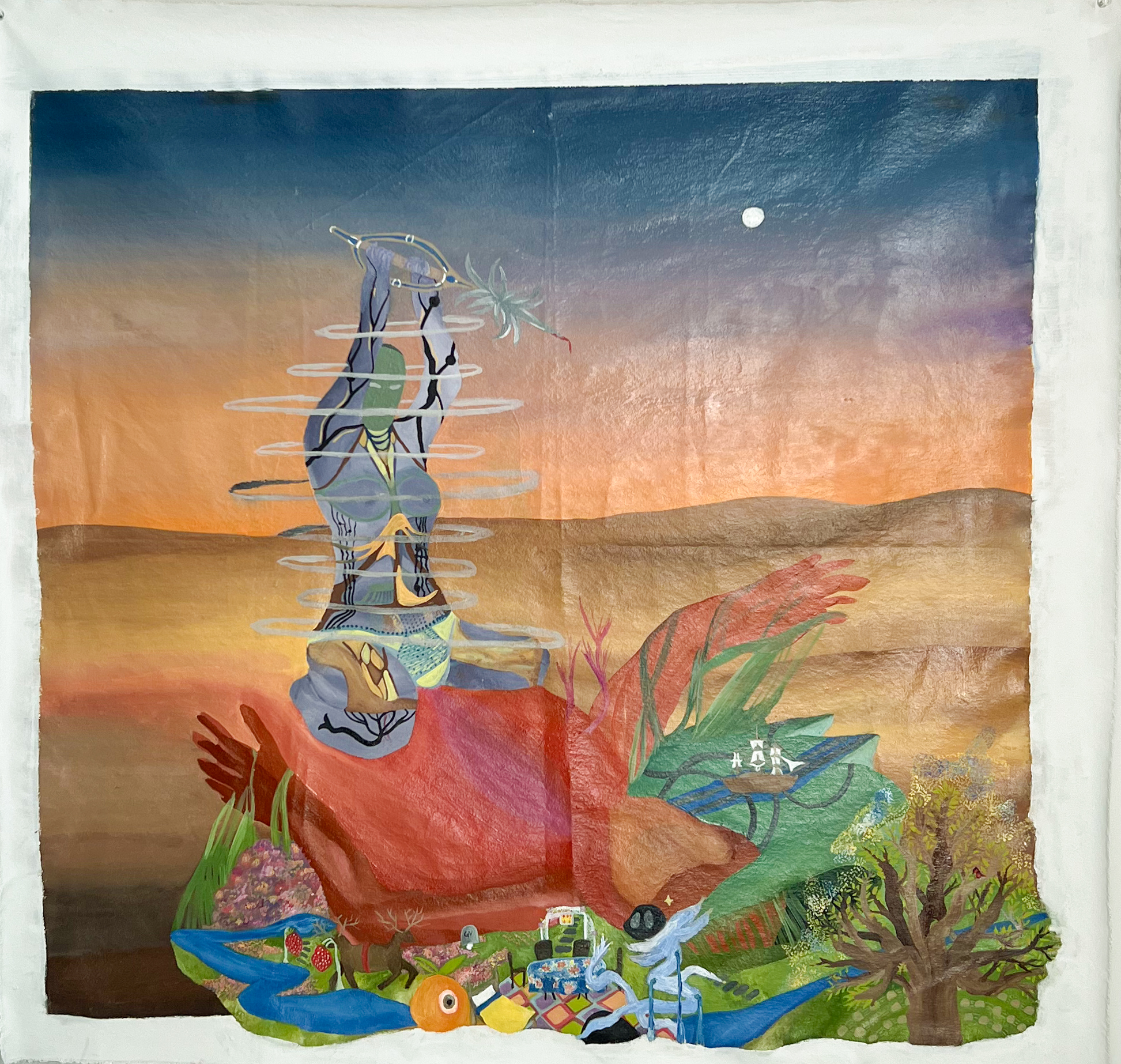 Transmuting Violence Into Peace, 2023. Oil on Canvas, 40”x40”.                               Click to see online at BOOOOM.