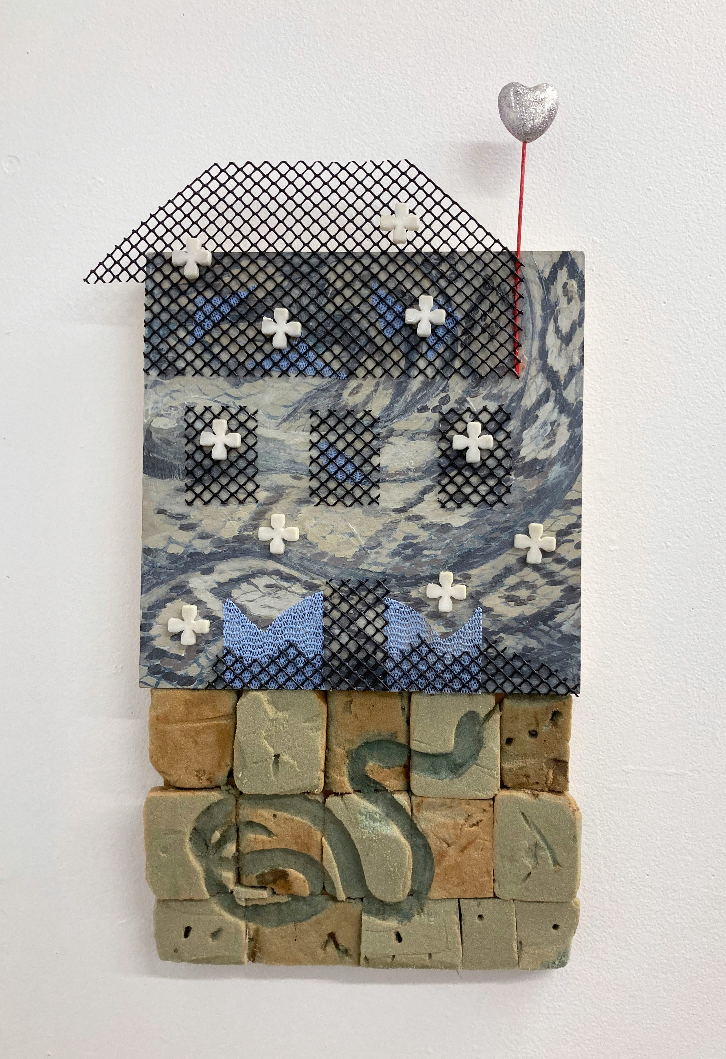 Residence (Scalar Thinking), 2020, Mixed media and oil on panel, 12" x 22" x 2"