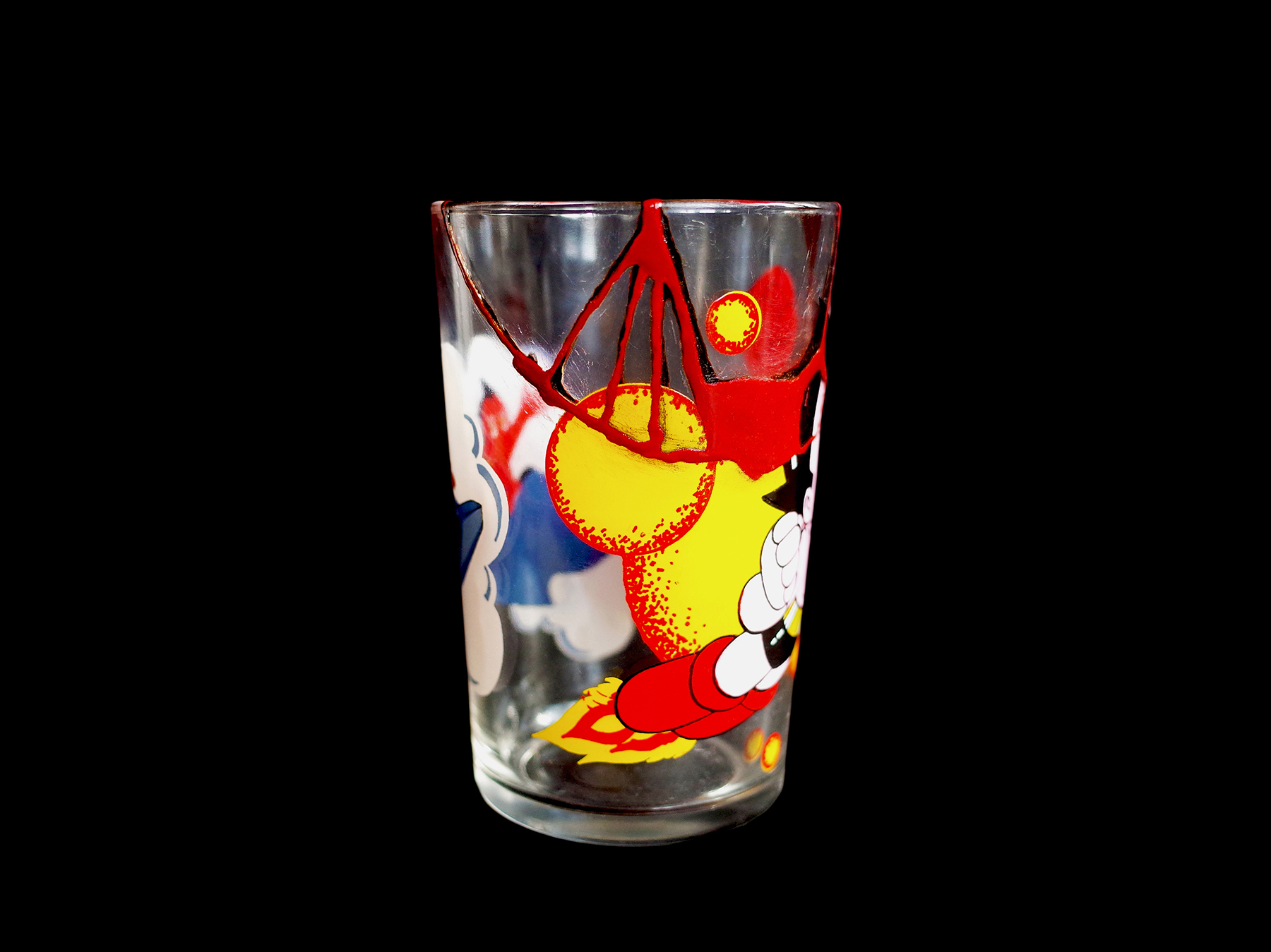 Astroboy mustard glass for Apollo Thomas and Dora Diamant, Urushi-Tsugi with Aka Urushi finish, 2022