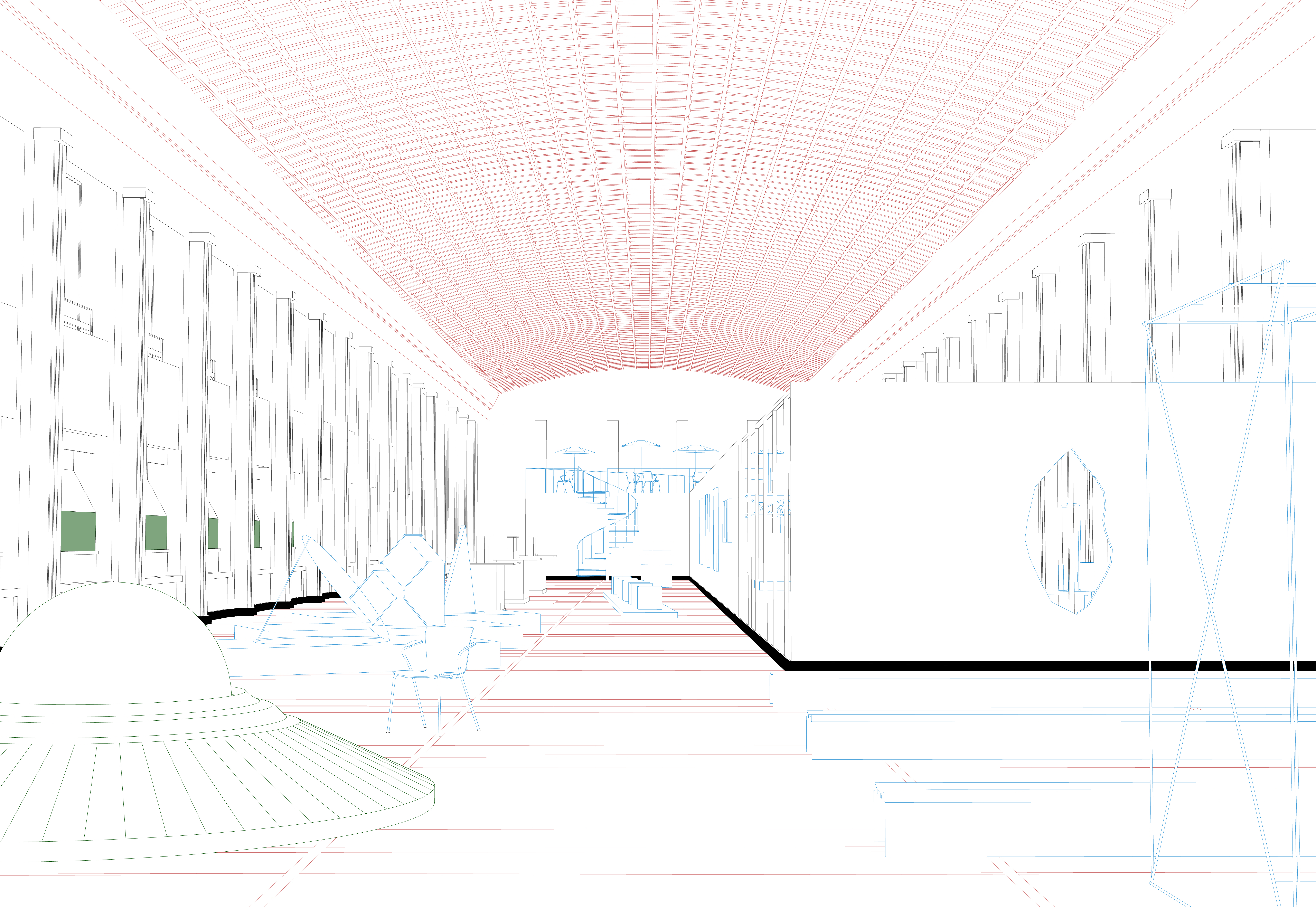 drawing for graduation studio Future Bank, TU Delft