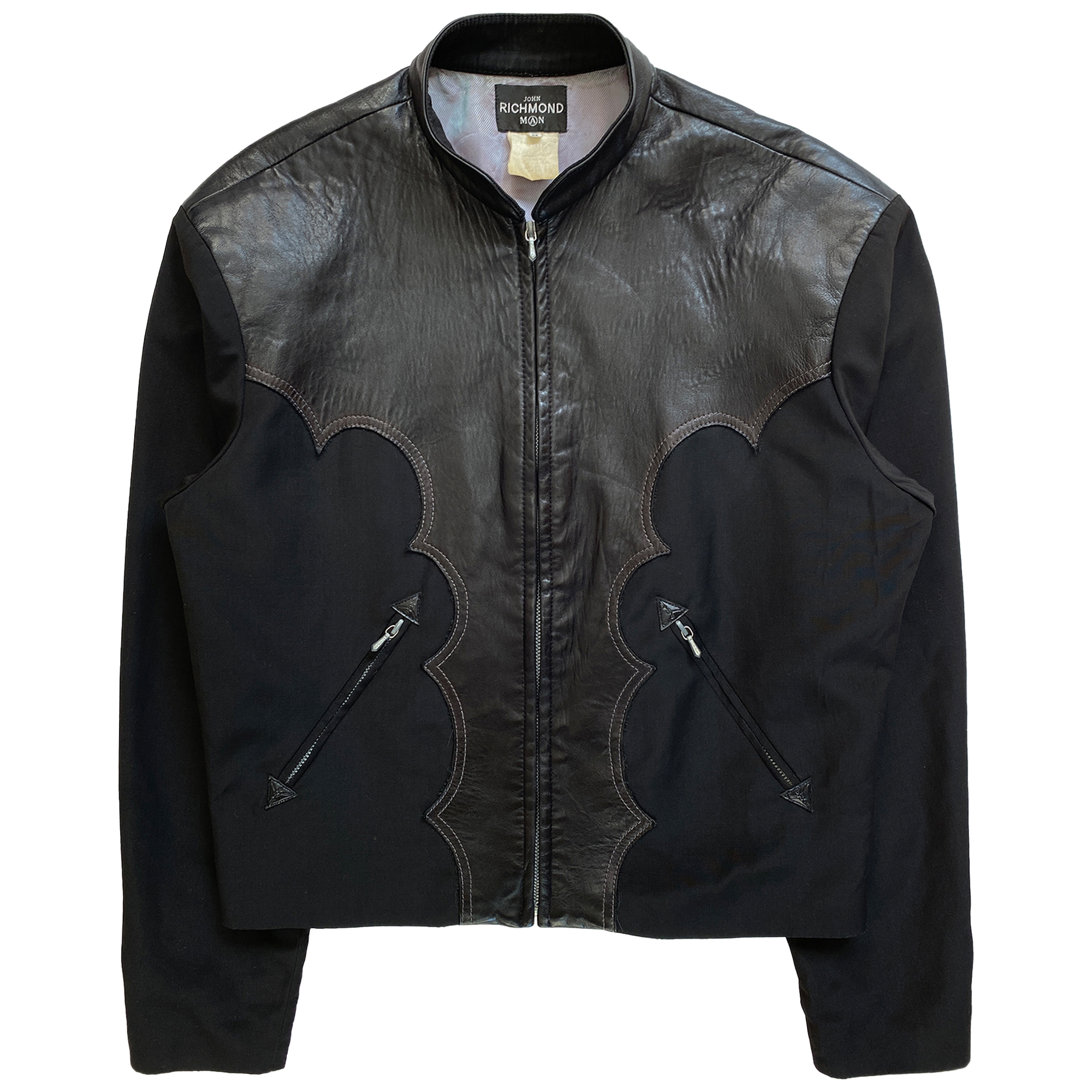 John Richmond, Circa 1990 Moto Bomber Jacket with Leather Detail