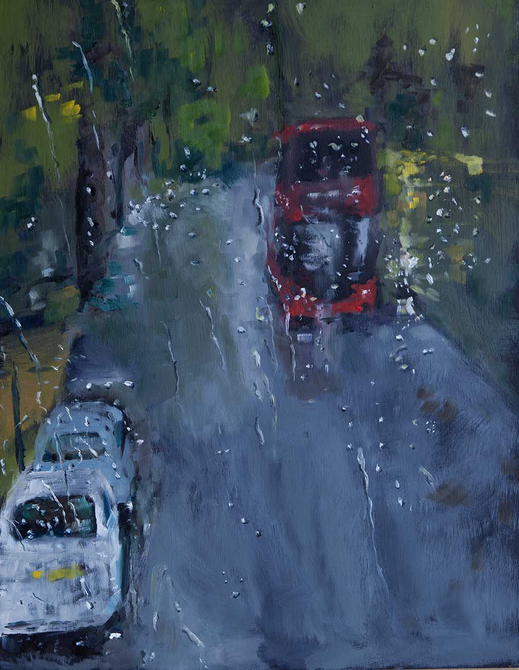 View from the number 40 bus in the rain (SOLD)
