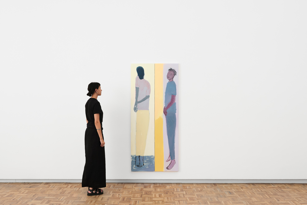 Gregory Olympio, Corps Flottants (2025) | Acrylic on canvas, 183 x 80.5 x 3.5 cm