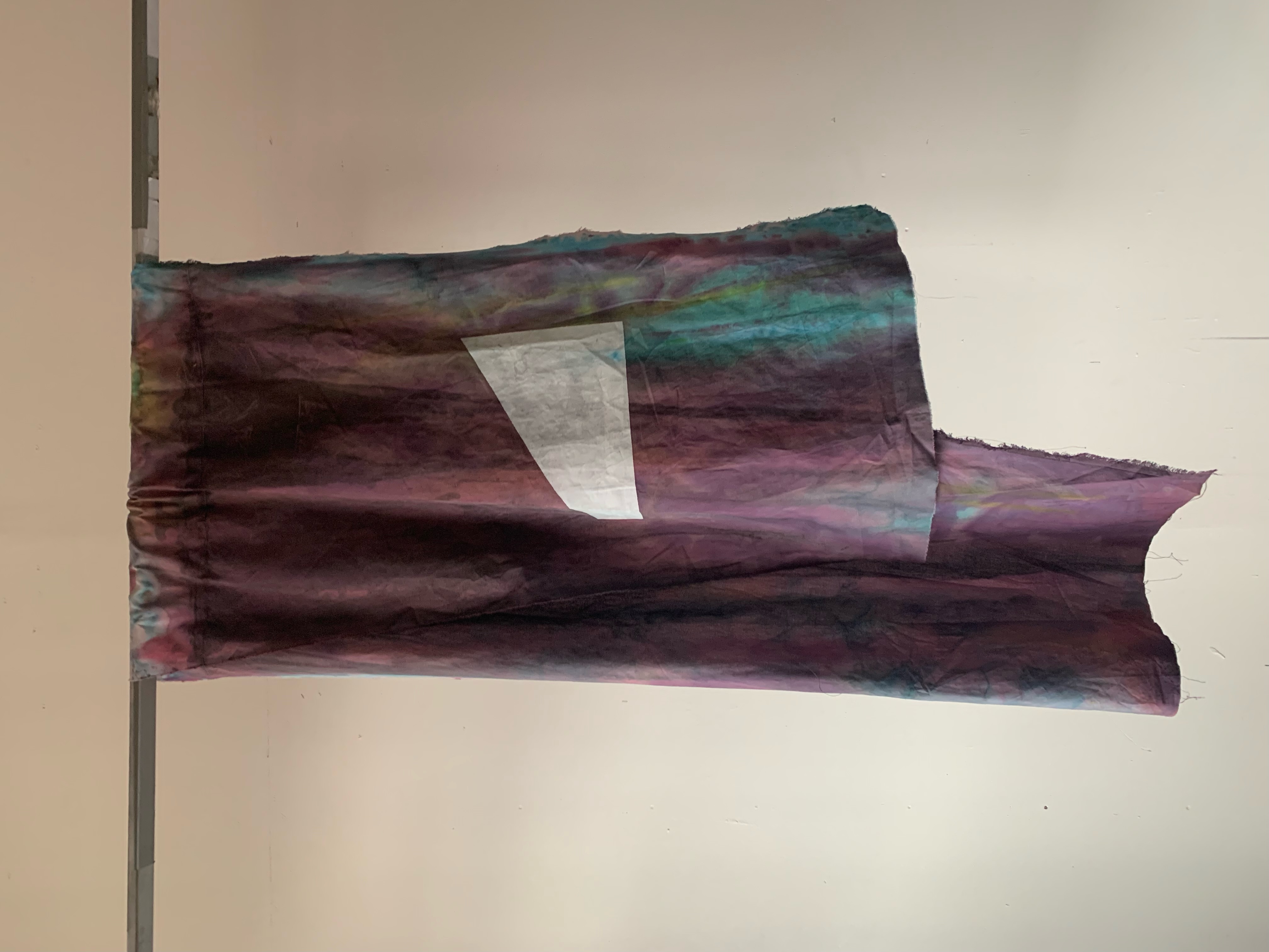 Tester (purple), calico fabric, dye, gesso, 100cm x 60cm, 2015