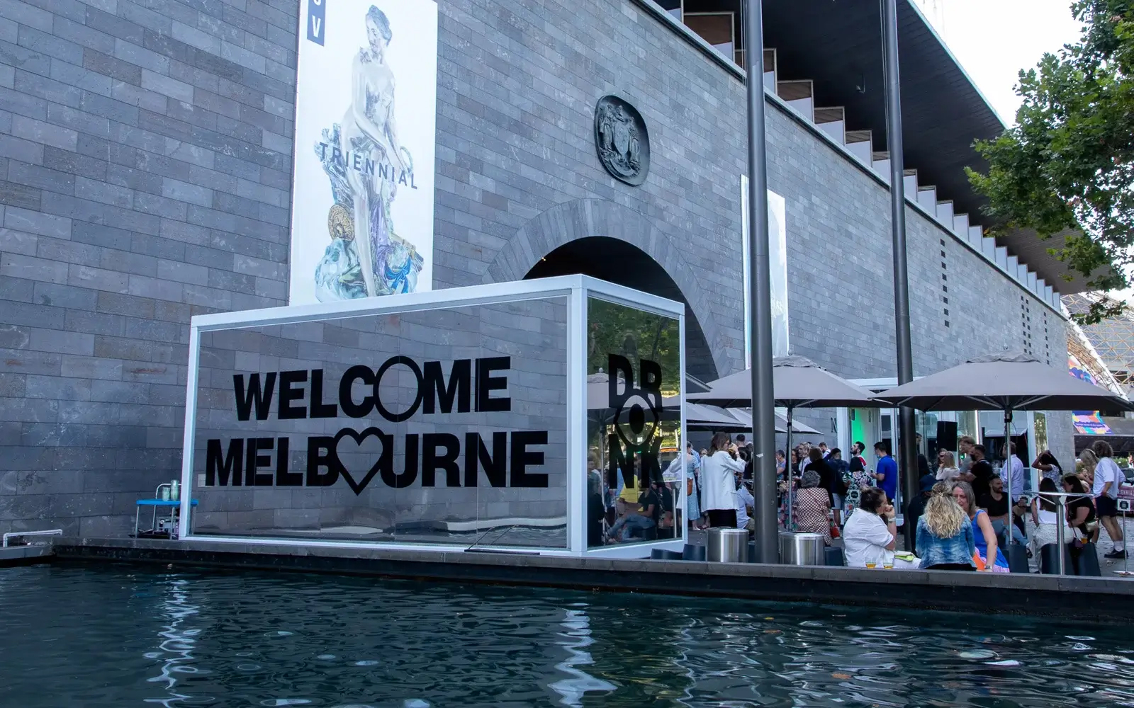 Signage for NGV Summer Nights, National Gallery of Victoria, 2020. 