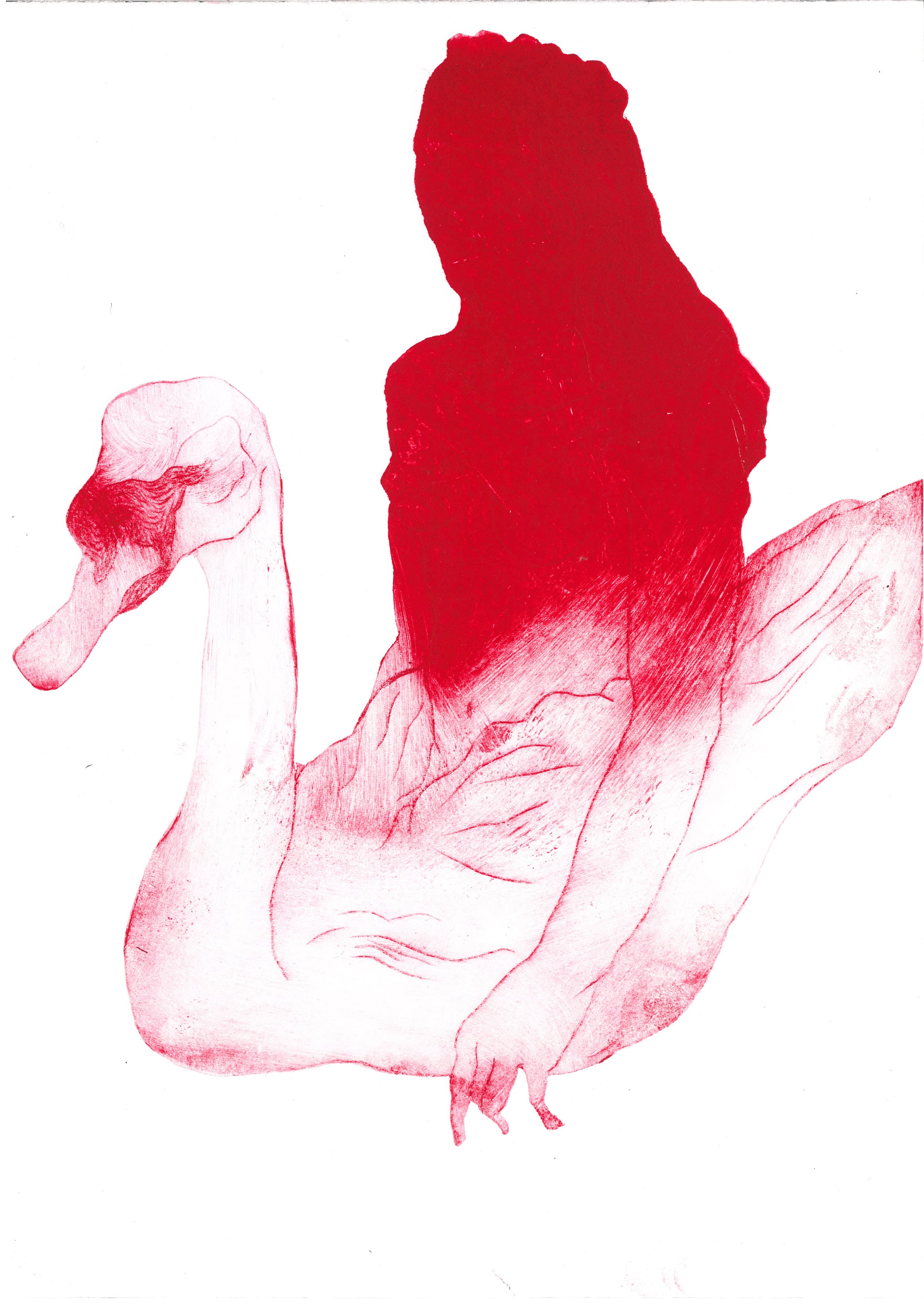 #9Drypoint etching on polyester, cut out, 21 x 29,7 cmSerie: Pink etchings