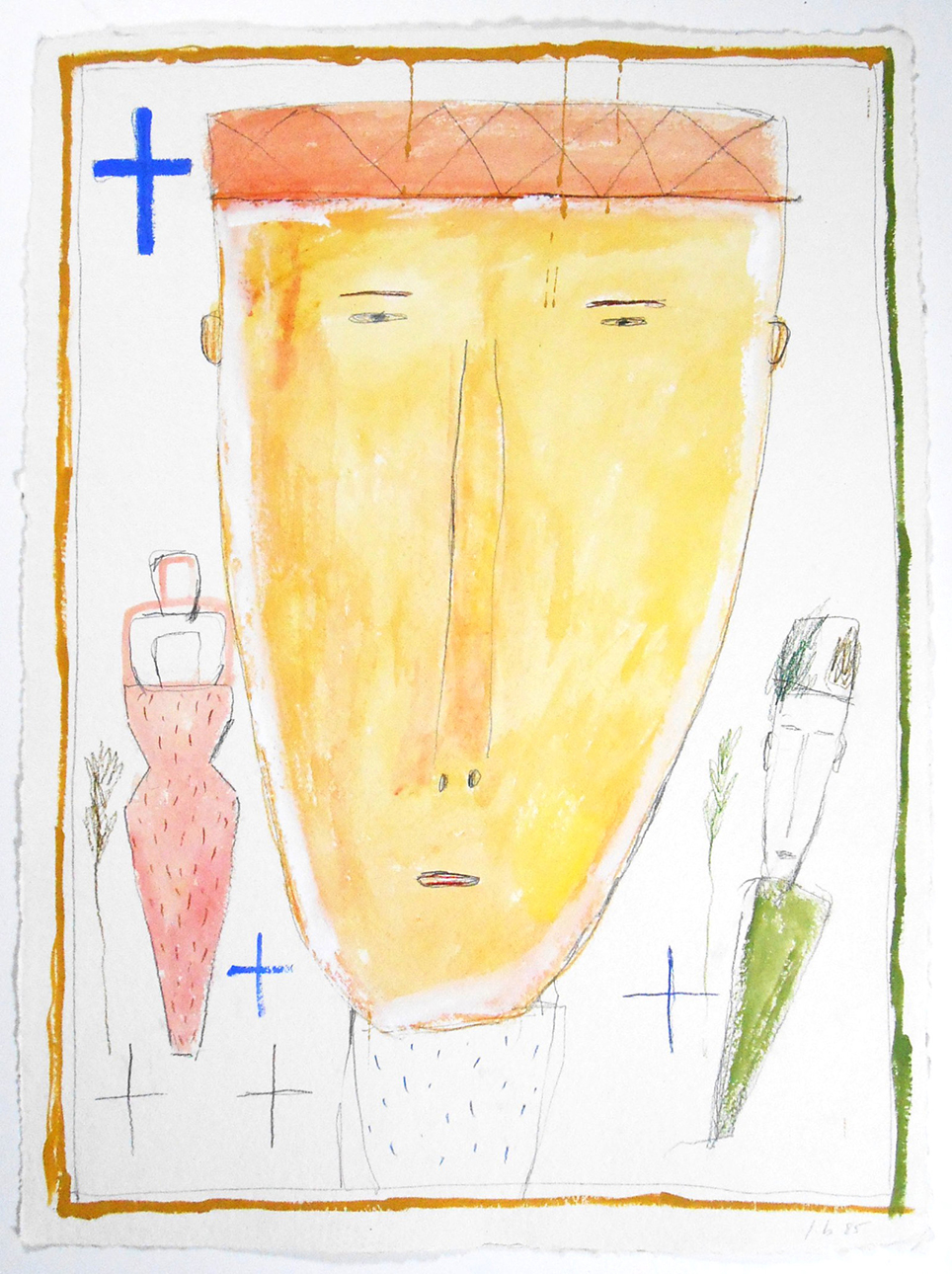 James Brown, Signé et daté de 1985, Techniques mixtes (graphite et gouache) sur papier vélin blanc cassé fait à la main, 24 x 19 cm Courtesy Galerie PJ