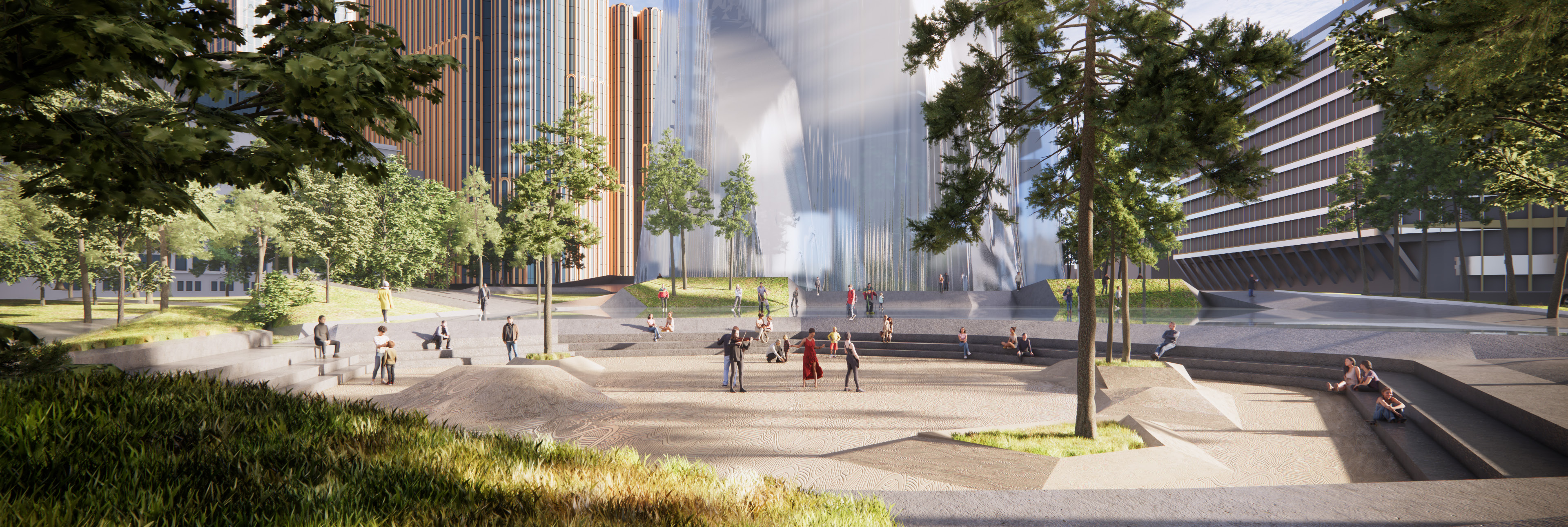 “Glacial Formations” Rendering Plaza View