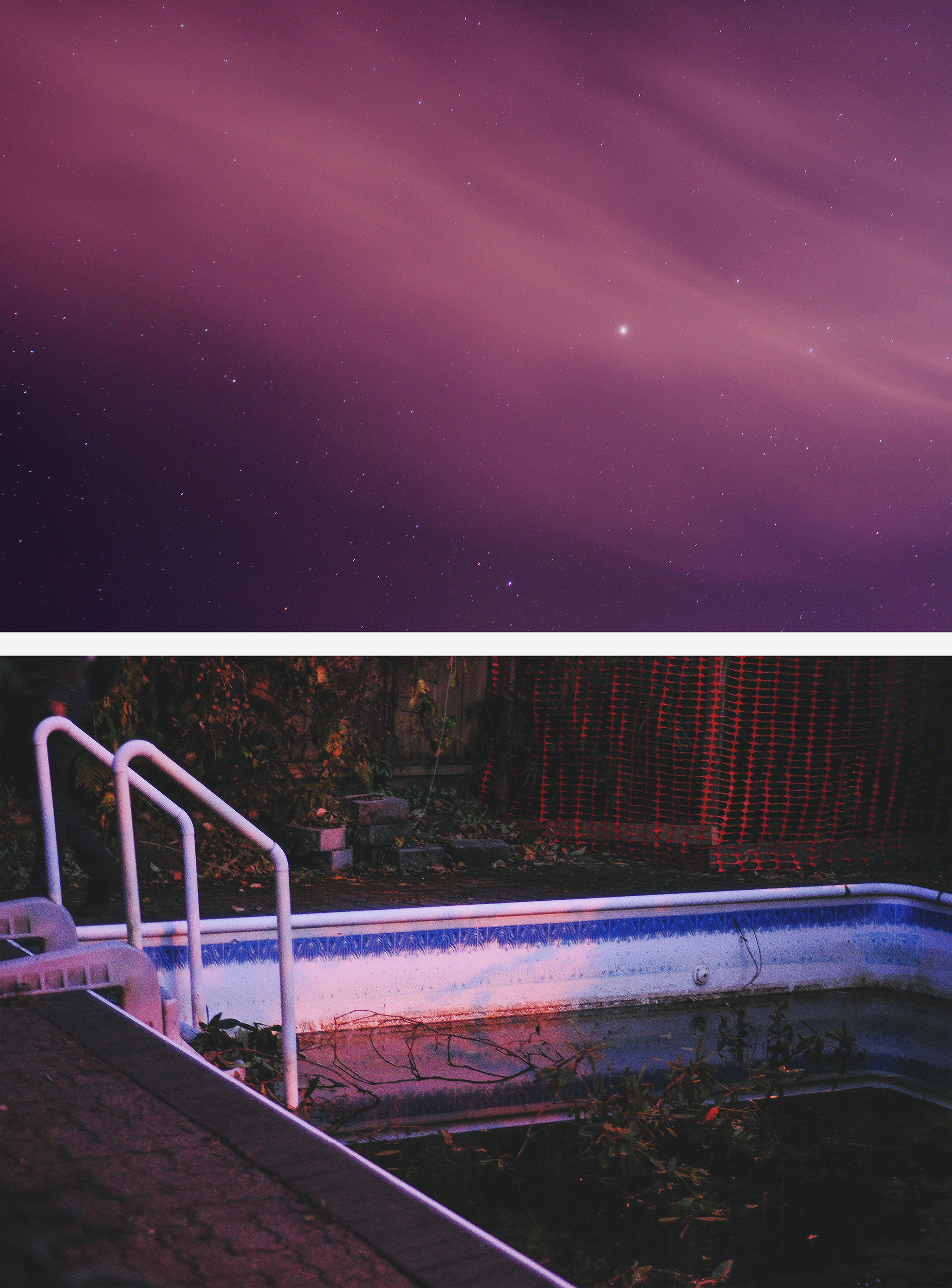 abandoned pool, summer stars