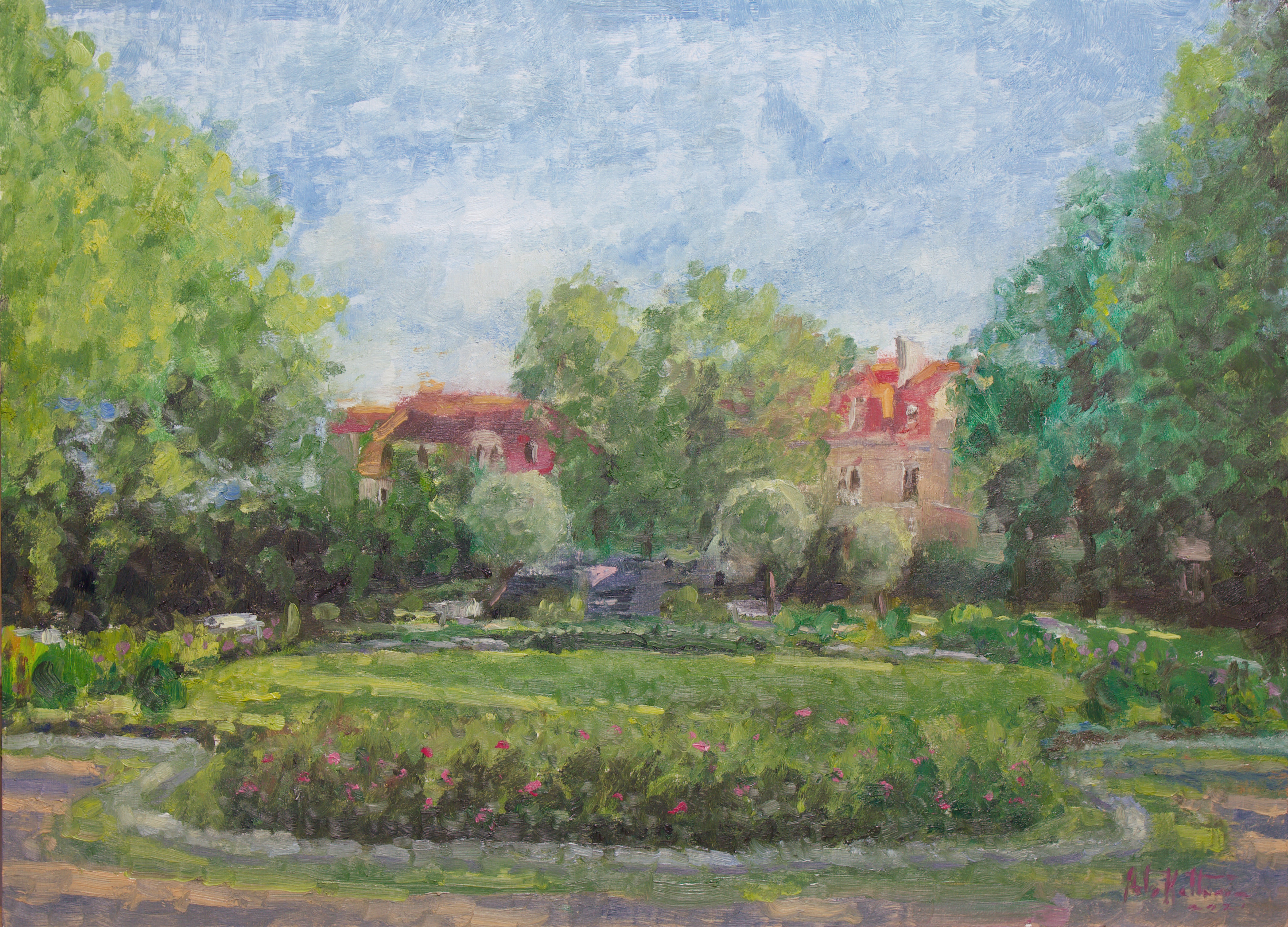 "Eiranpuisto", oil, 34x47cm, 2021