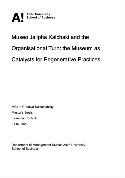 Florencia Pochinki, Museo Jallpha Kalchaki and the Organisational Turn (EN) 