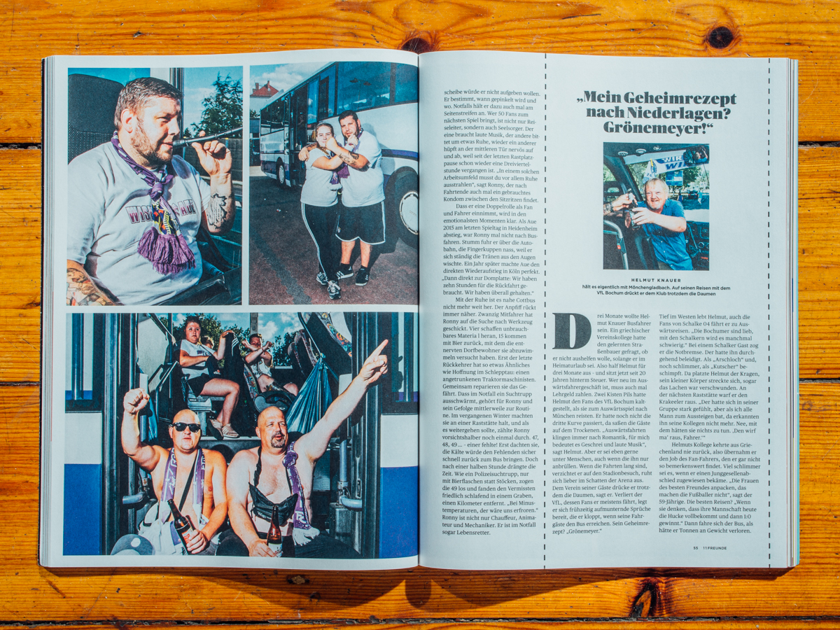 11Freunde #202 / Busfahrer Reportage / August 2018