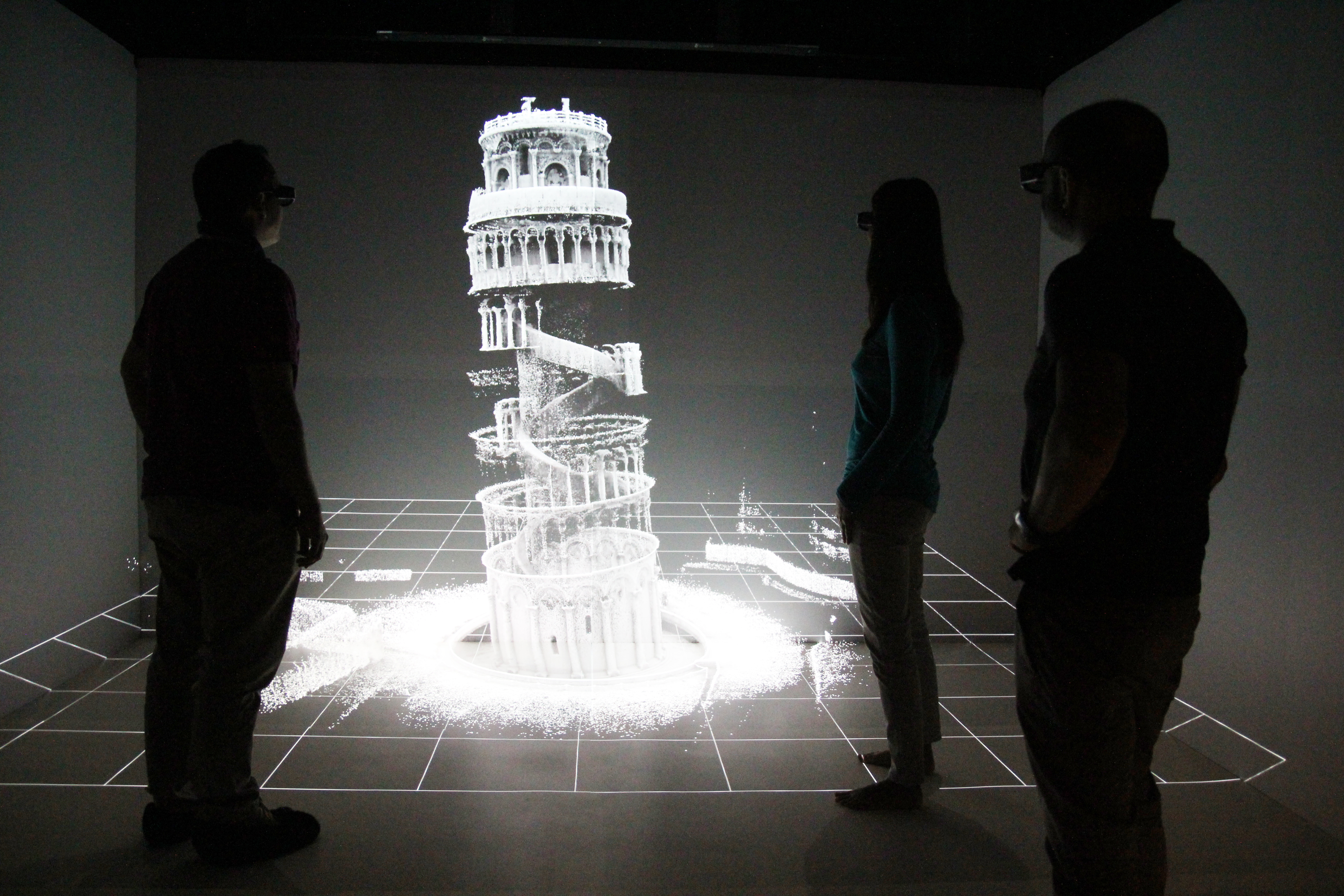 ZEB1 Point Cloud of Tower of Pisa in 3D Projection Room, 2021.