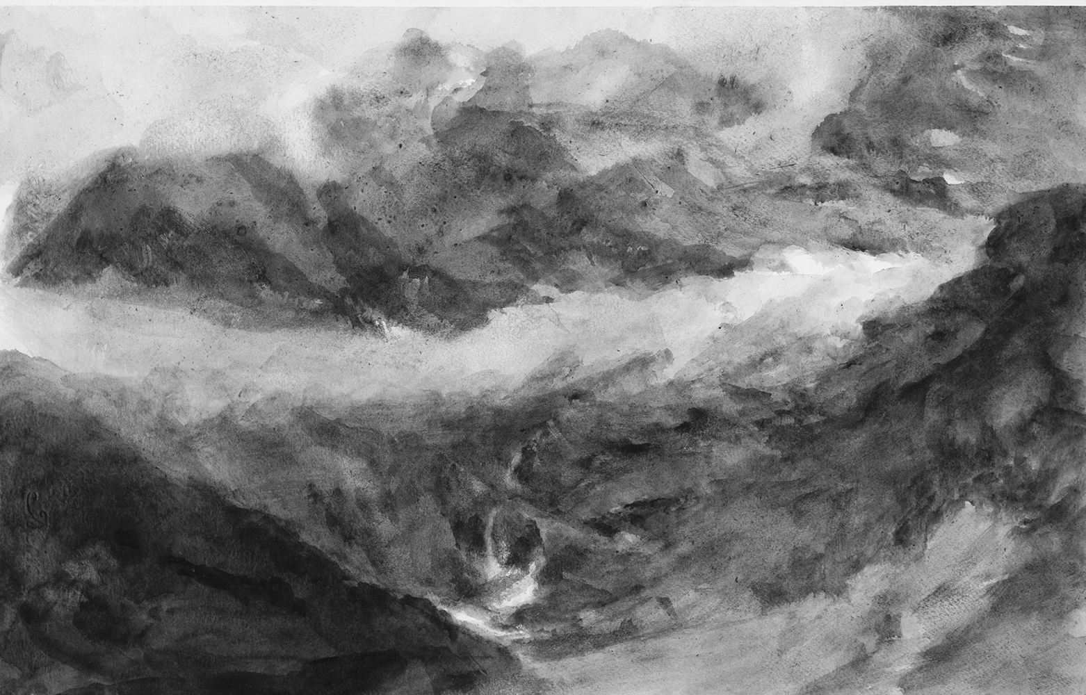 Vallon, relief, brumegouache on paper32,5 x 50 cm, 2023