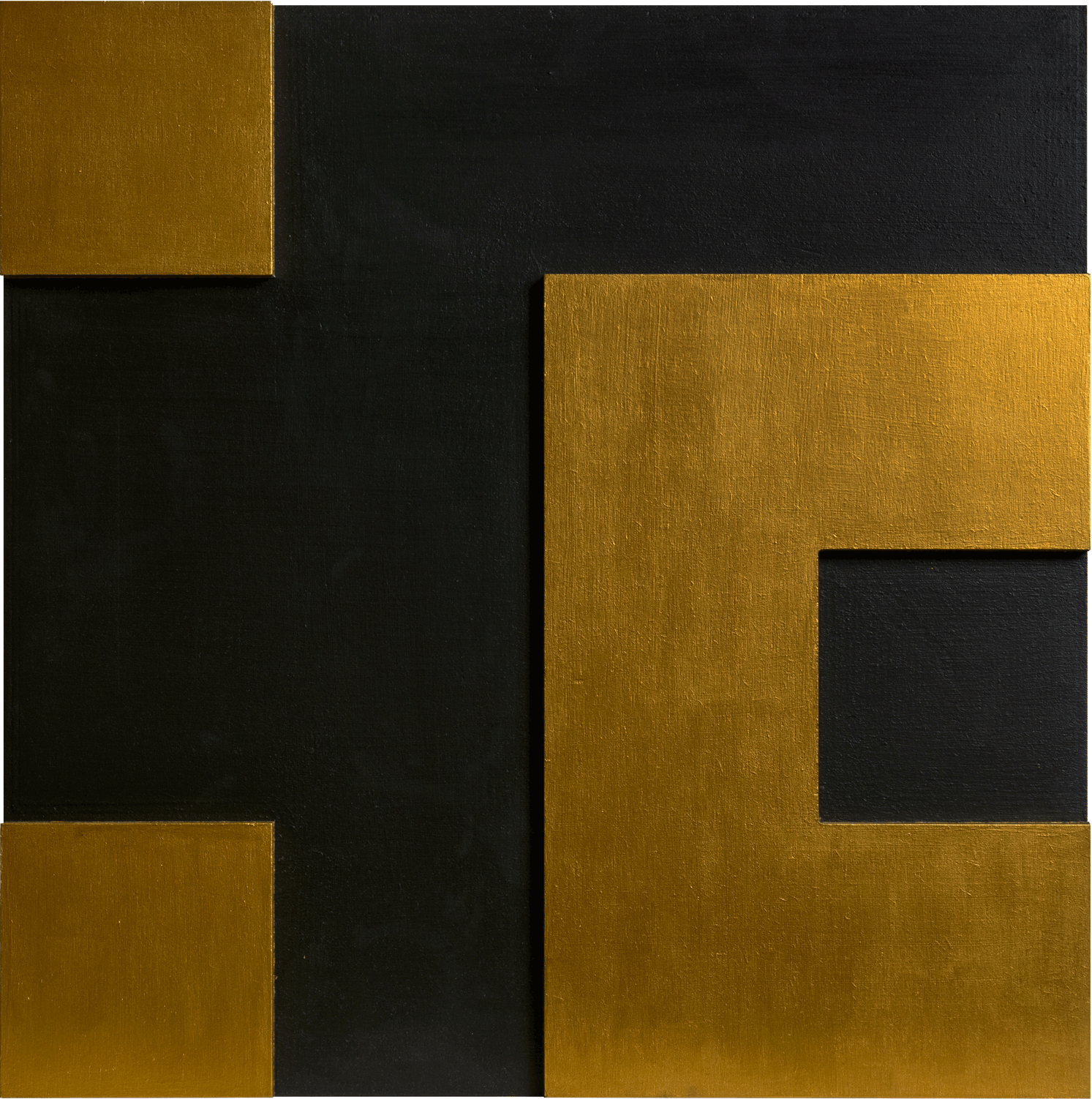 Monochrome Landscapes I. Black And Gold / Series of acrylic paintings on fibreboard 2021–2022 / 50x50 cm