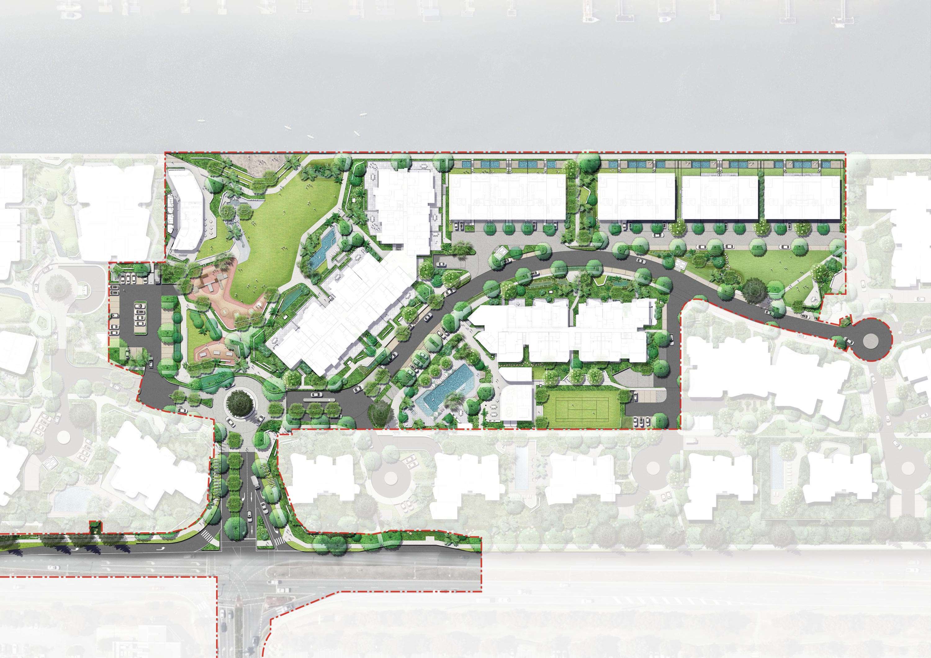 Landscaped master plan of Stage 1 Harbour Shores development.