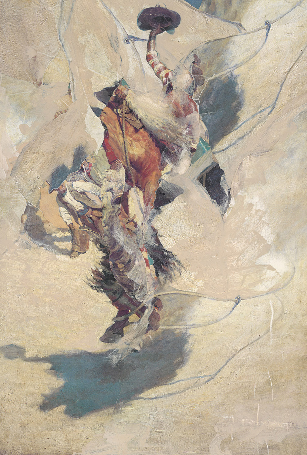 Bronco, 2007, Original acrylic on canvas with printed background, 59 ½ x 39 ½ in.