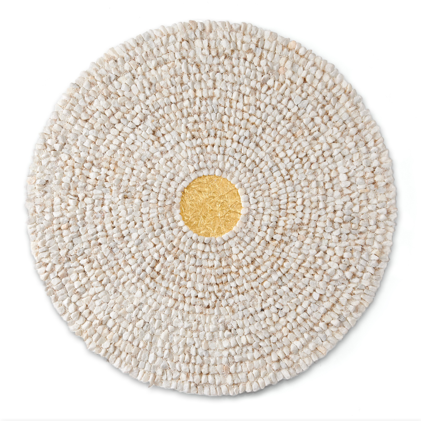 "Mandala", shale, steel on wood-⌀ 100 cm-2024