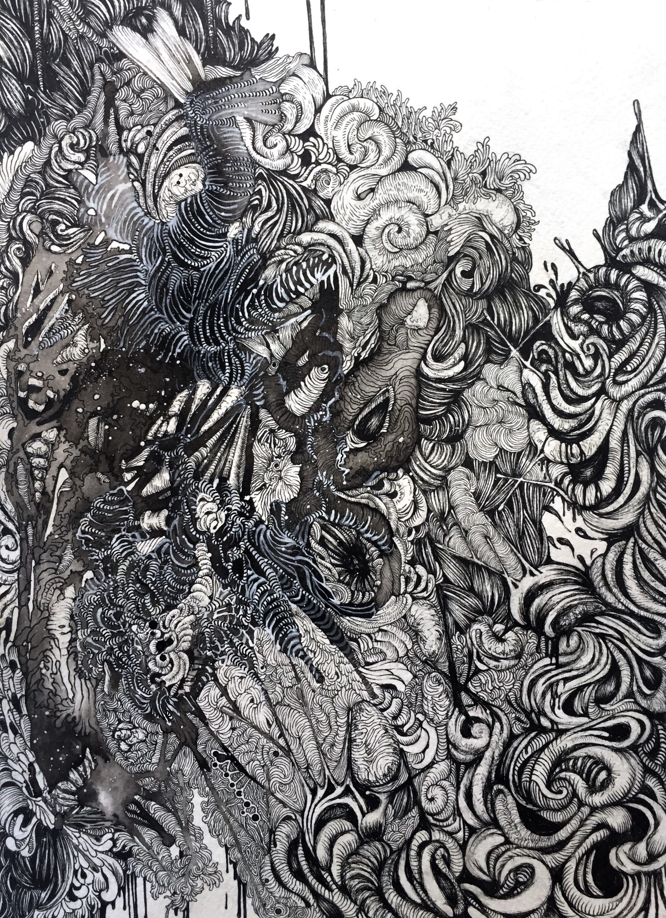 The Vehement Series 14 2017 Mixed Media on Paper 12"x9"/30x23cm