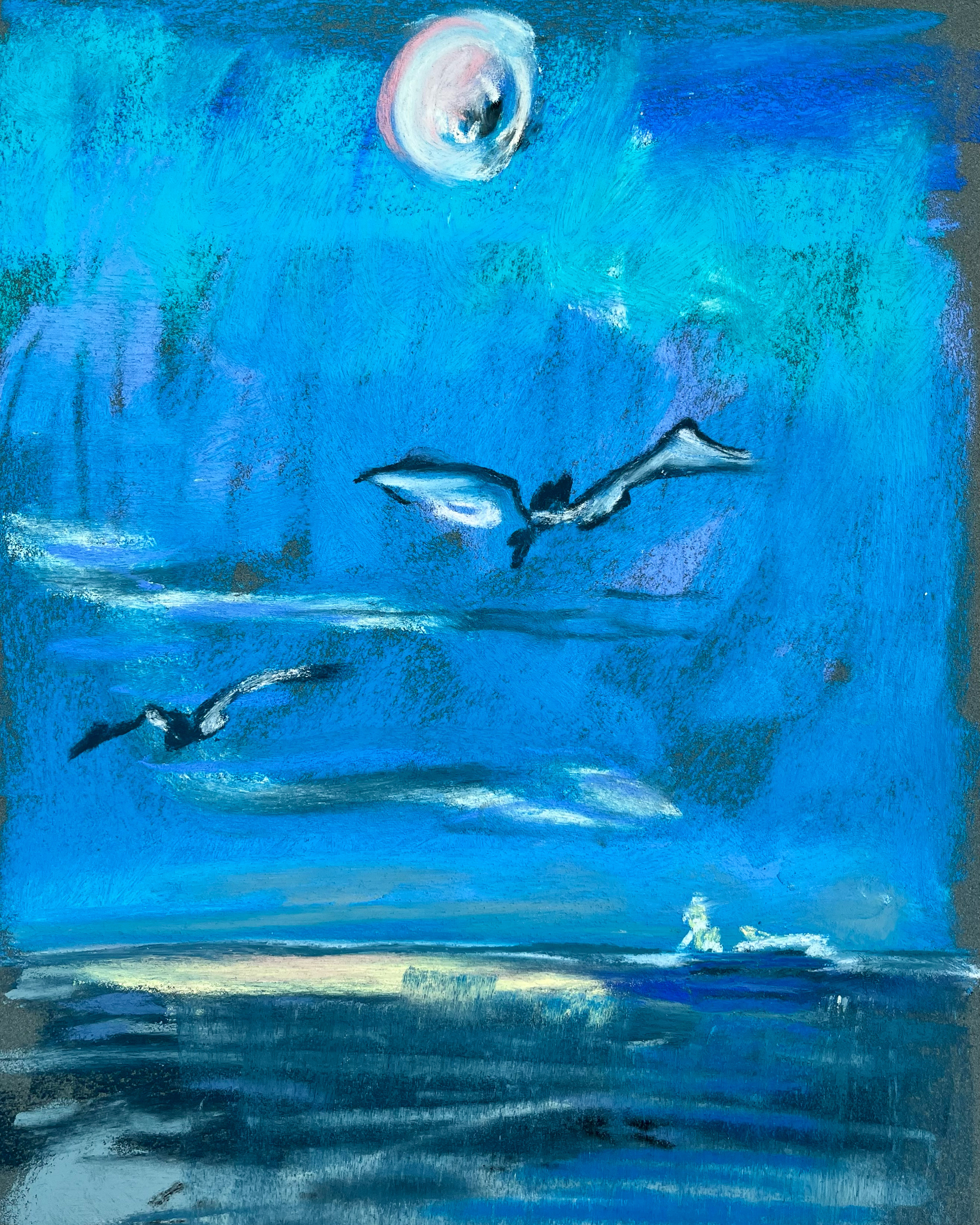 The Moon Over S&egrave;te, 5am, 2023Pastel on paper15 3/4 x 11 4/5 in.40 x 30 cm