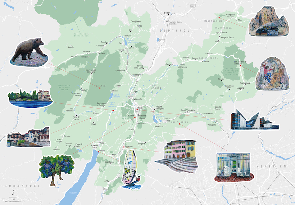 ICONS FOR MERIAN MAGAZINE / TRENTINO (MAP: YAMORI GRAFIK)