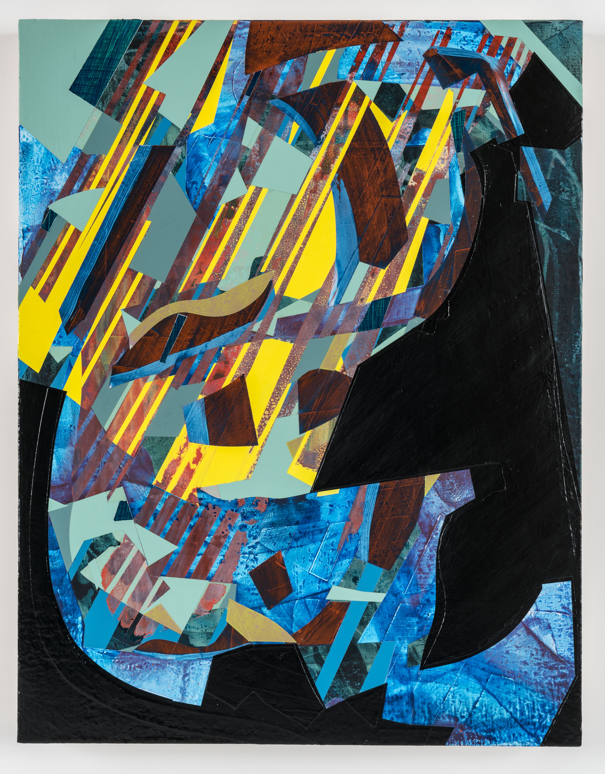 30,000 Megatons, 2018, acrylic, Flashe paint, oil, spray paint, and silkscreen on panel, 18 &times; 16".